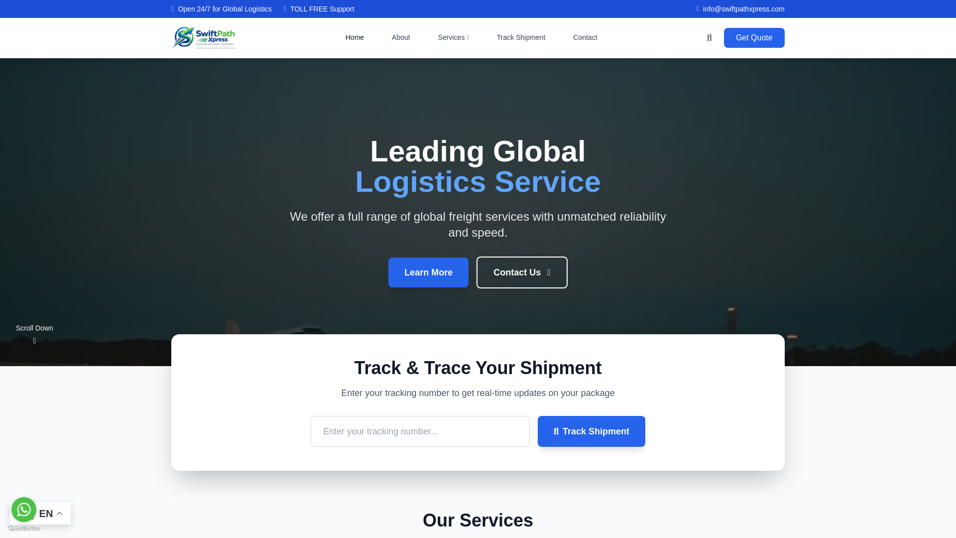 website screenshot of https://swiftpathxpress.com