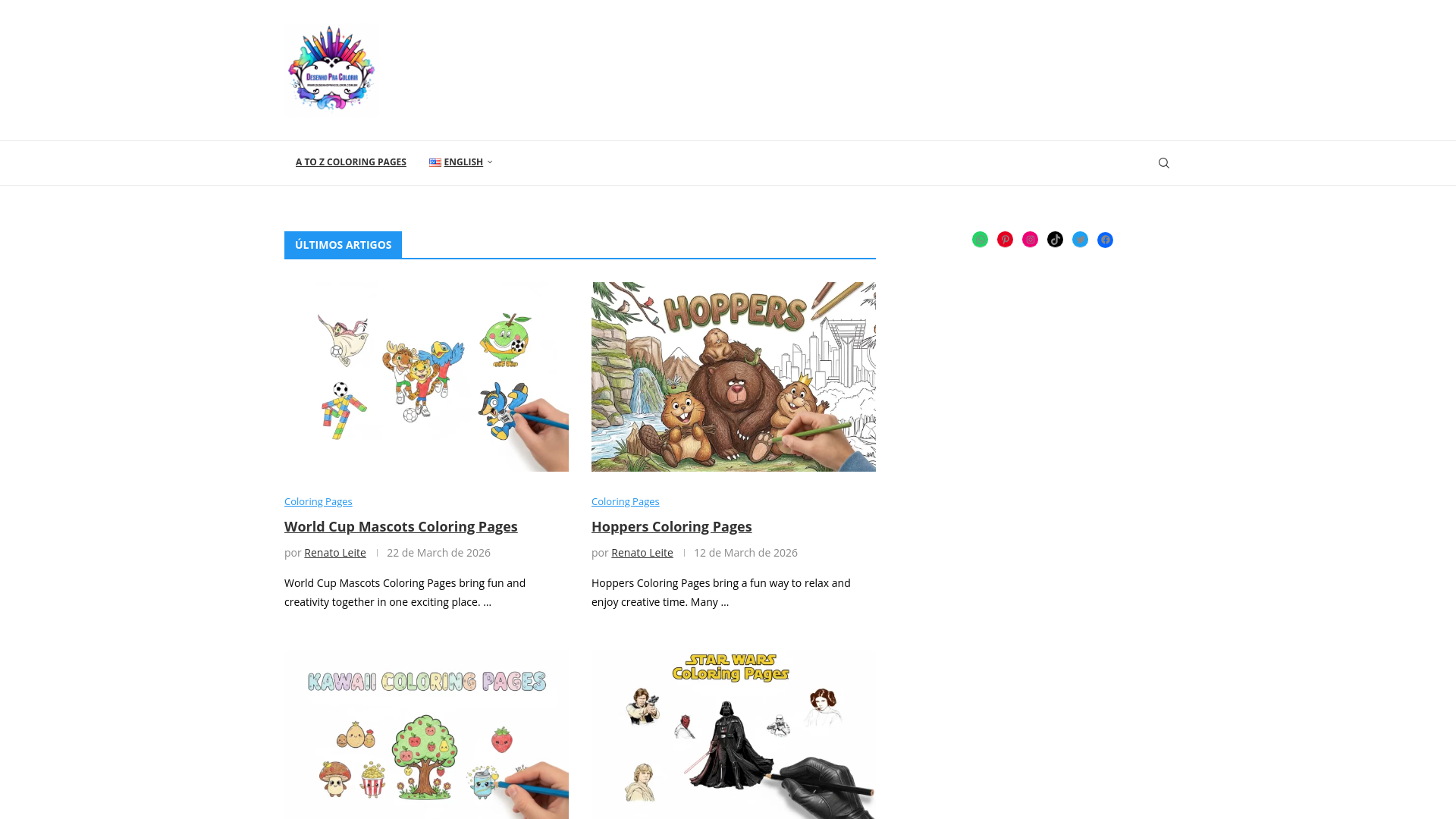 website screenshot of https://desenhopracolorir.com.br
