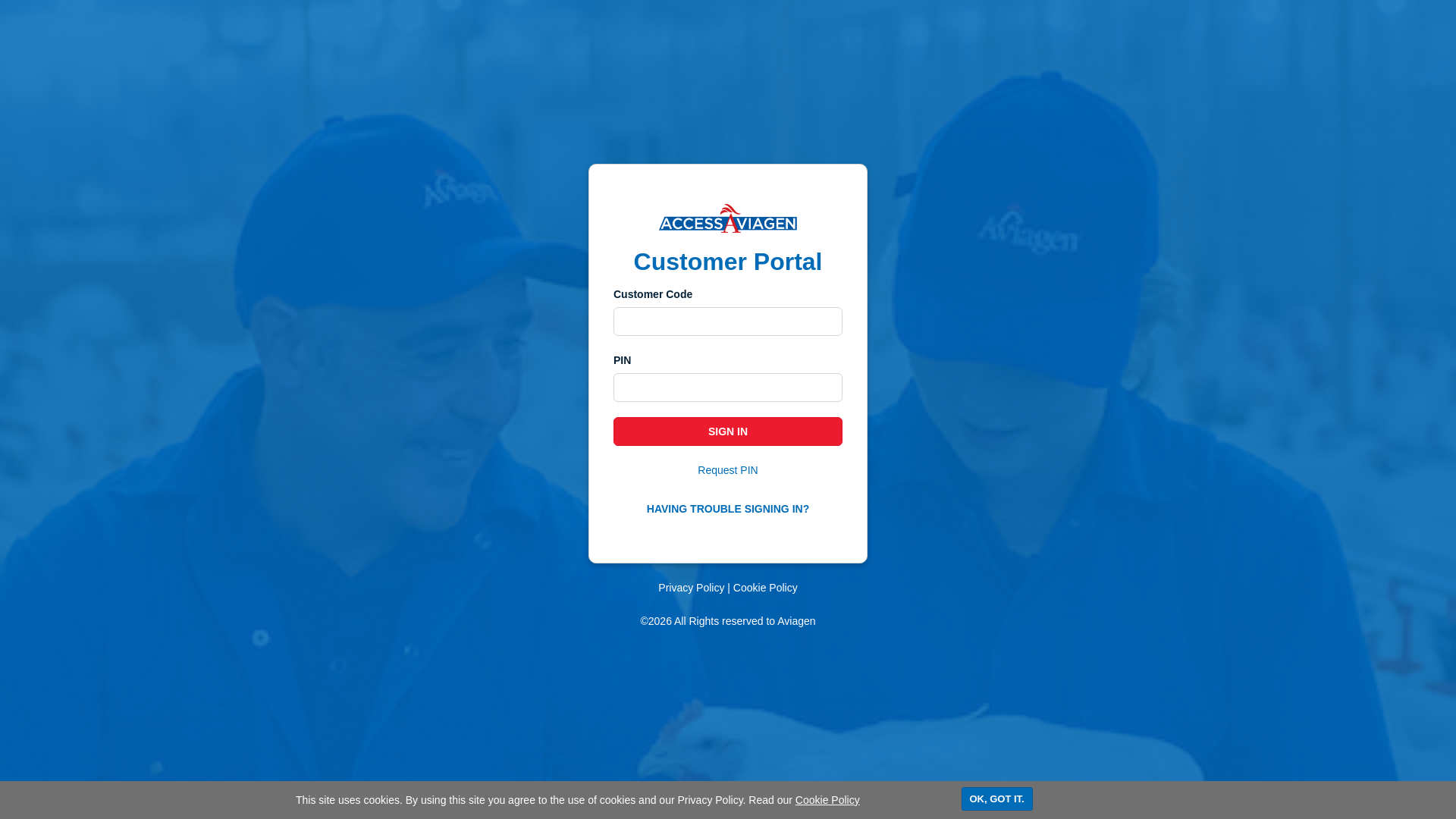 website screenshot of https://access.aviagen.com/