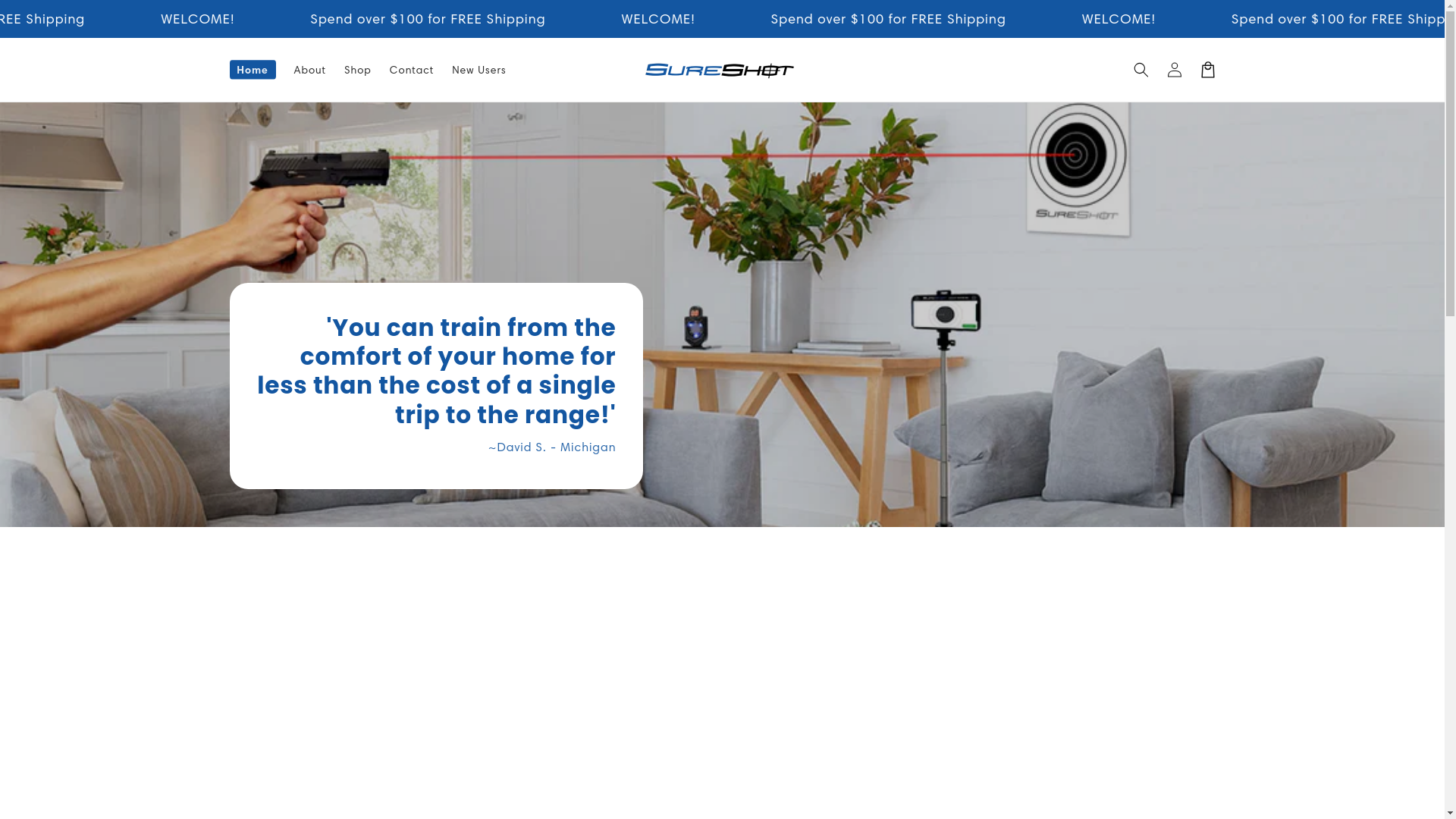 website screenshot of https://sureshotlasertraining.com/