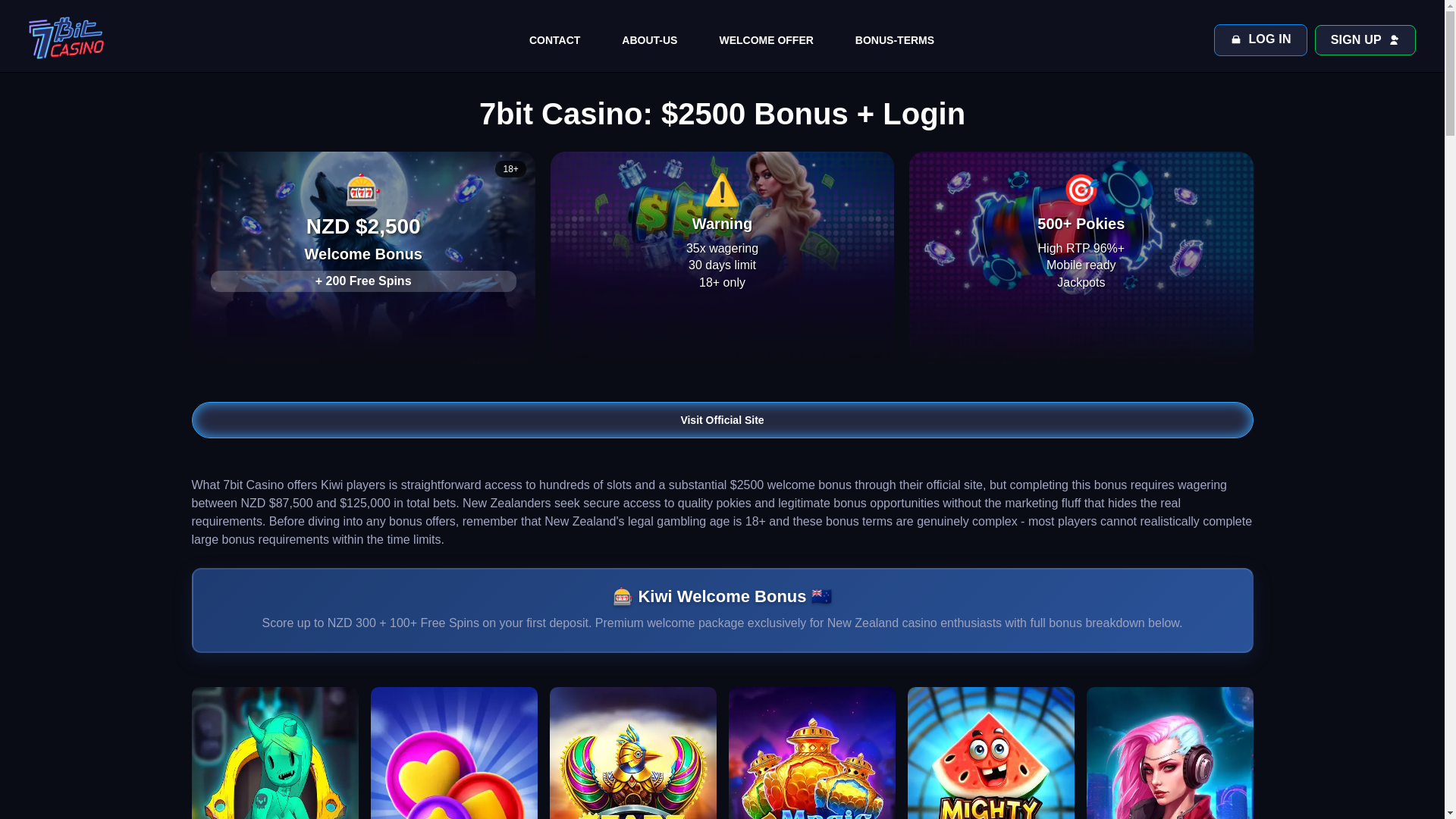 website screenshot of https://casino7bit.org/