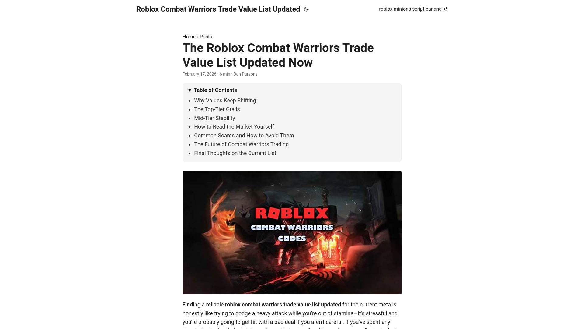 website screenshot of https://roblox-combat-warriors-trade-value-list-updated.pages.dev/