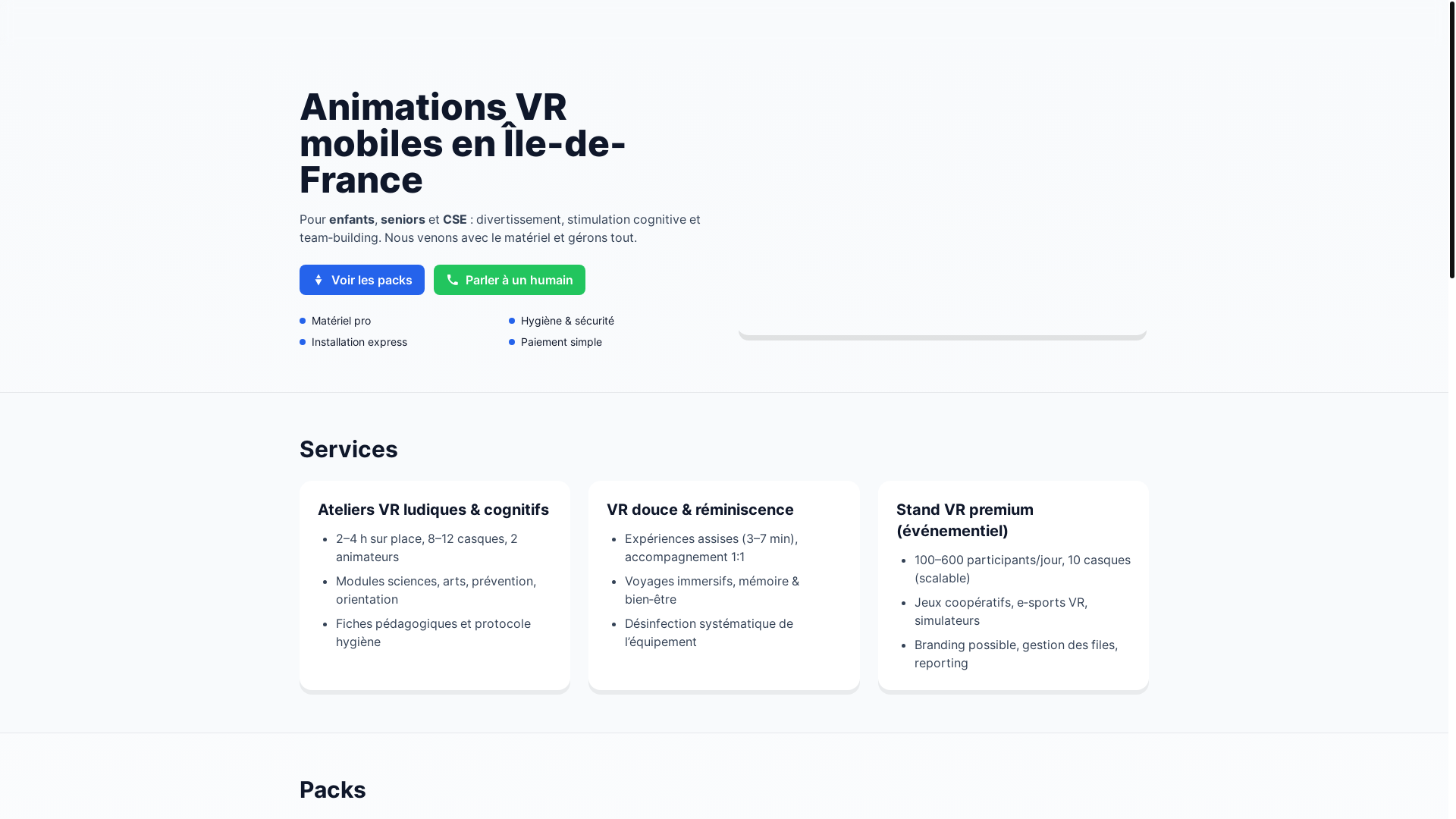 website screenshot of https://vrprayainteractif.com/