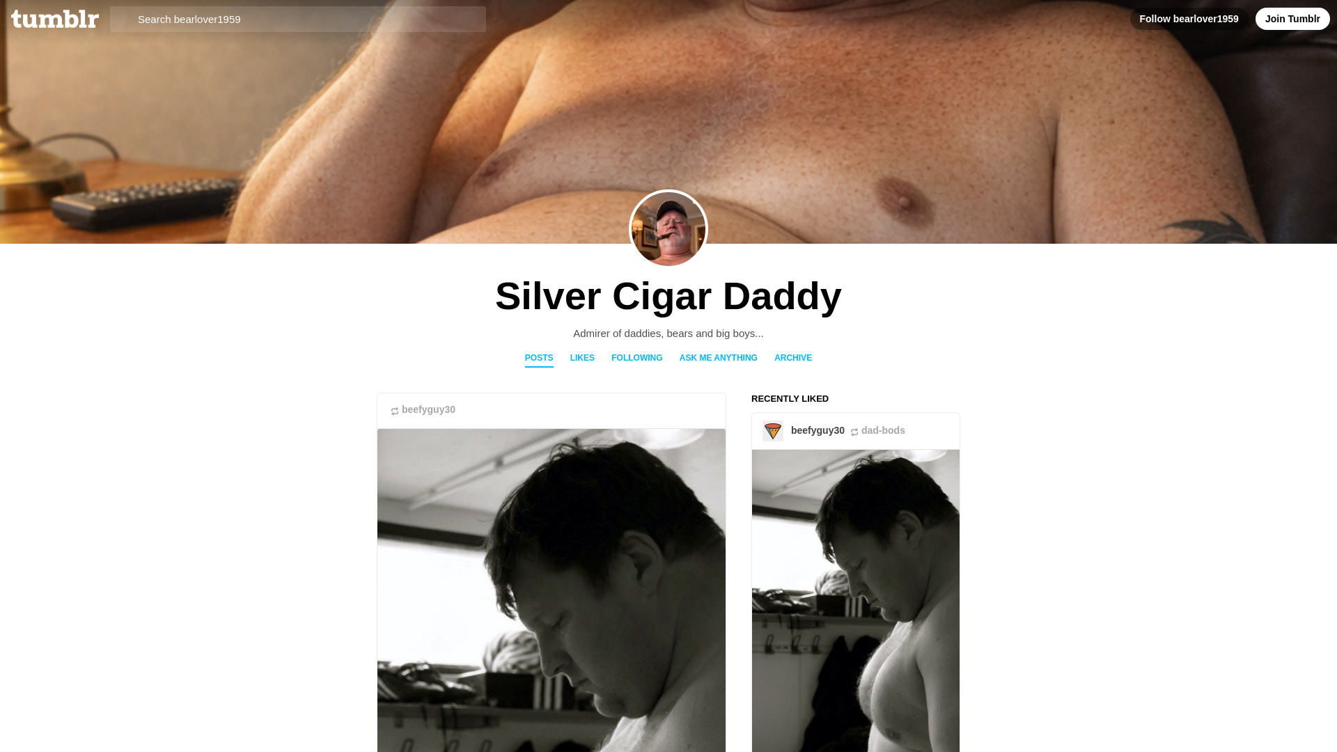 website screenshot of https://bearlover1959.blog/