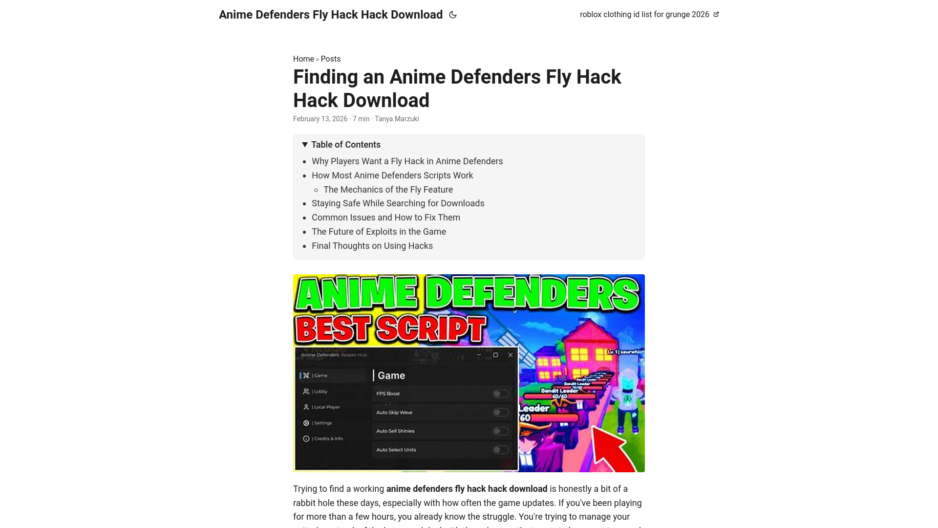 website screenshot of https://anime-defenders-fly-hack-hack-download.pages.dev/