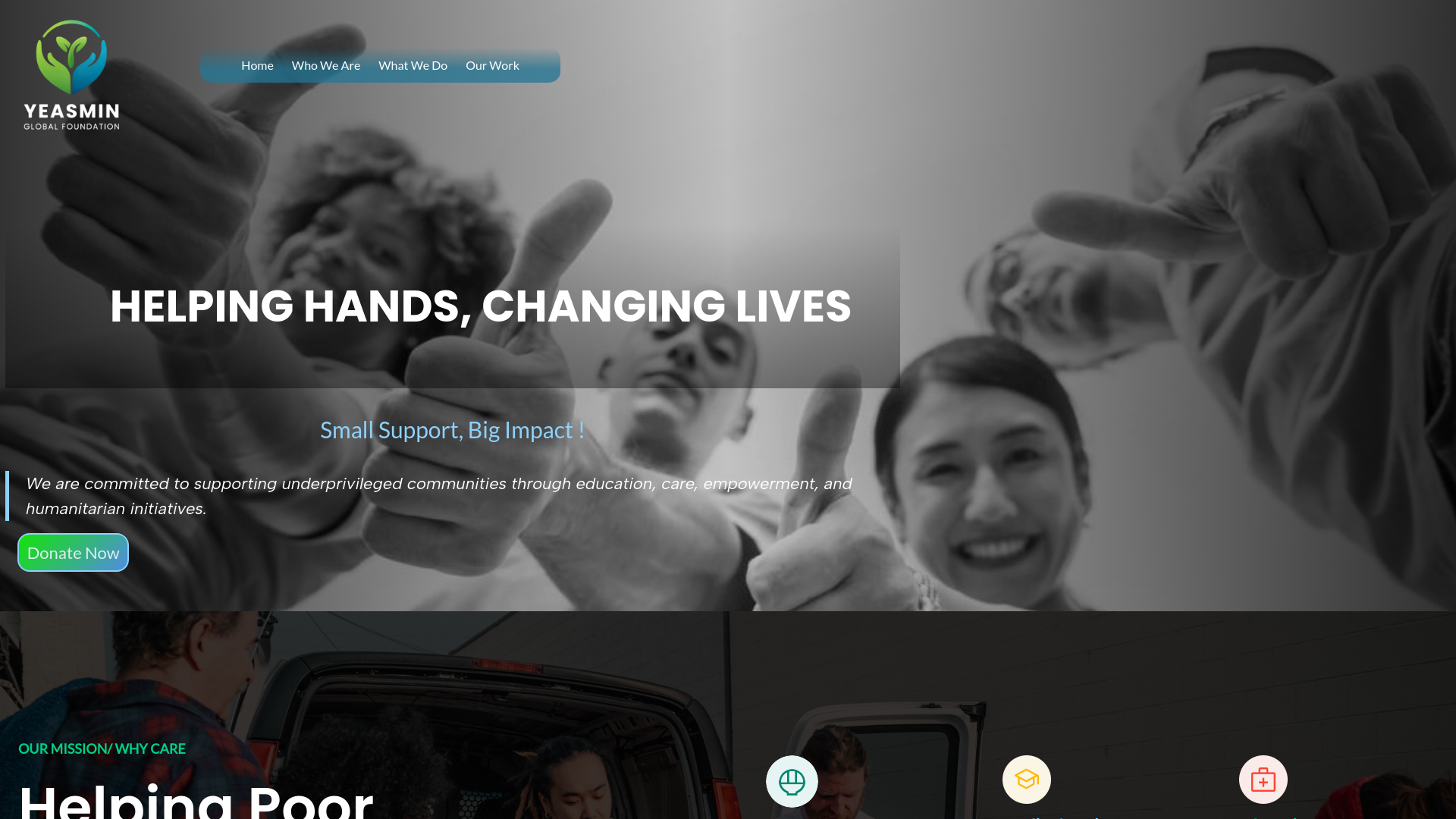 website screenshot of https://yeasminglobalfoundation.com/