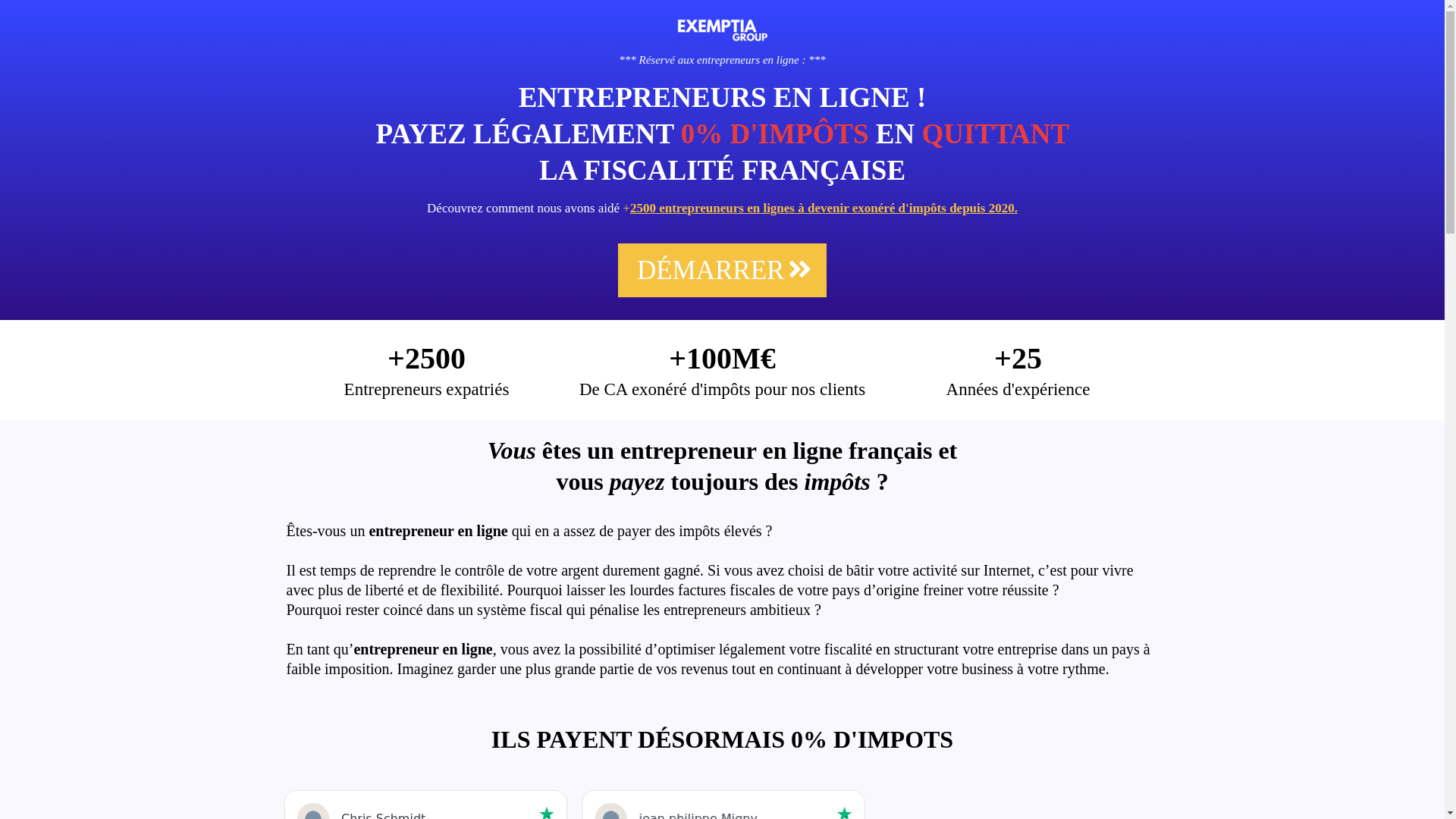 website screenshot of https://exemptiagroup.fr/