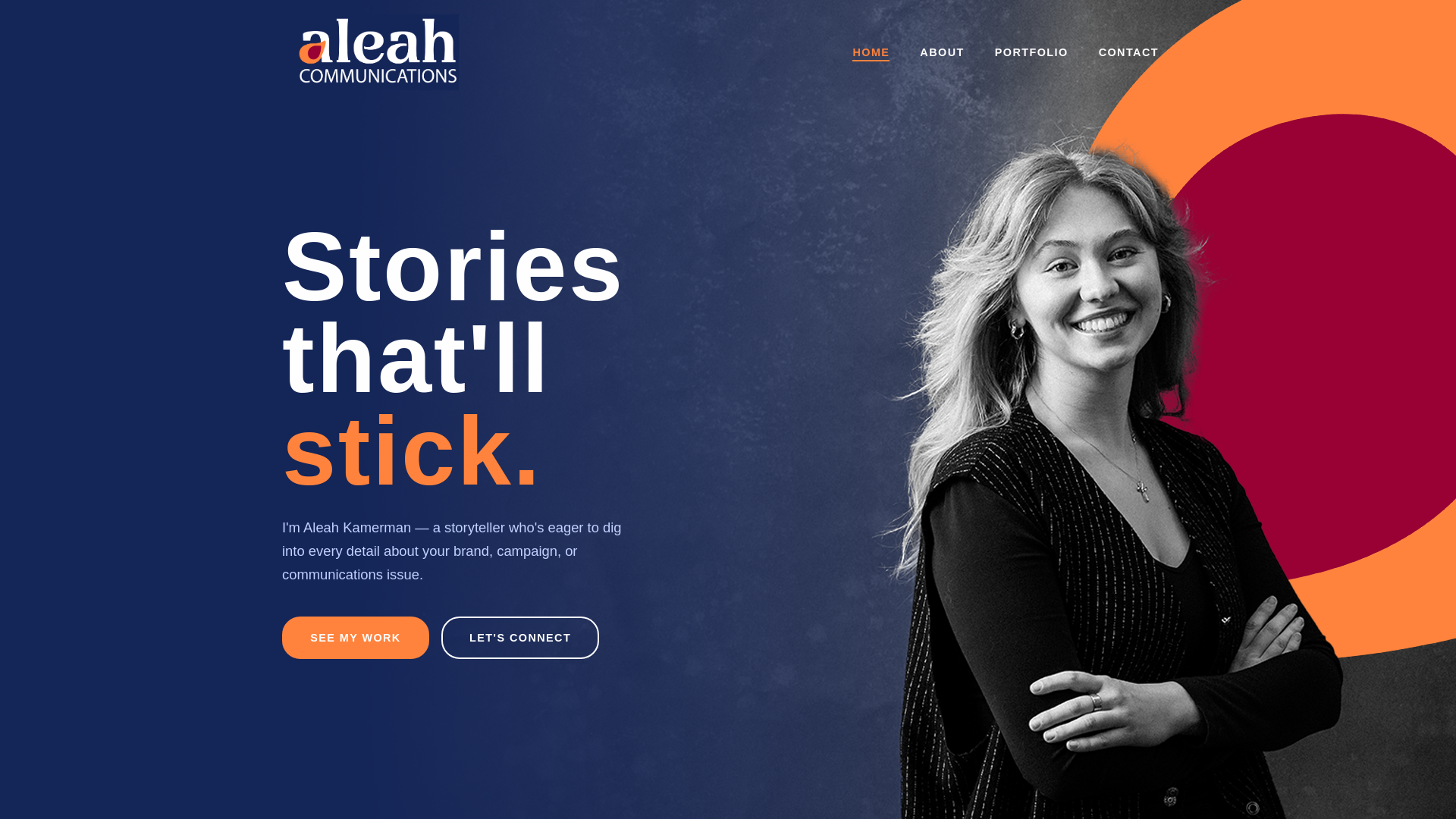 website screenshot of https://aleahcomms.ca/