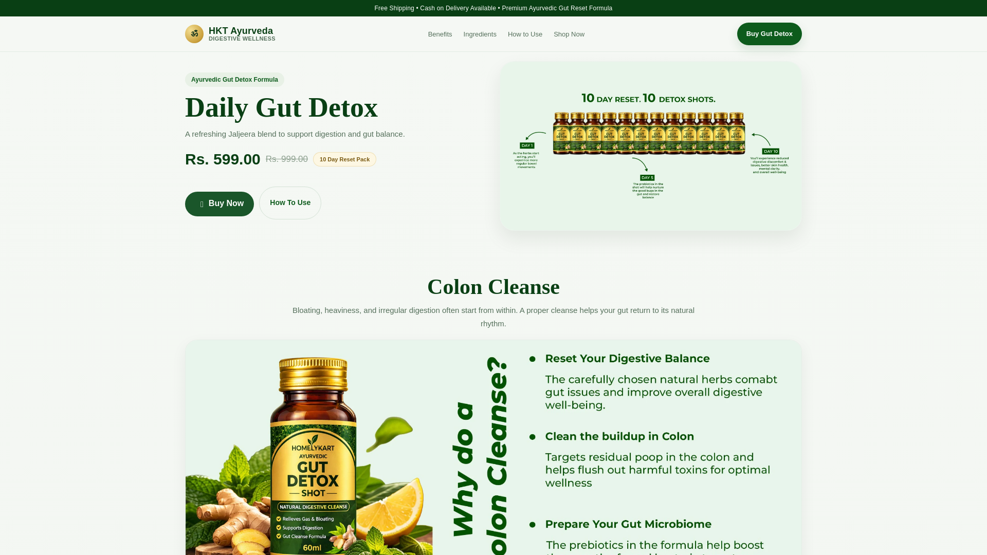 website screenshot of https://hktayurveda.com/