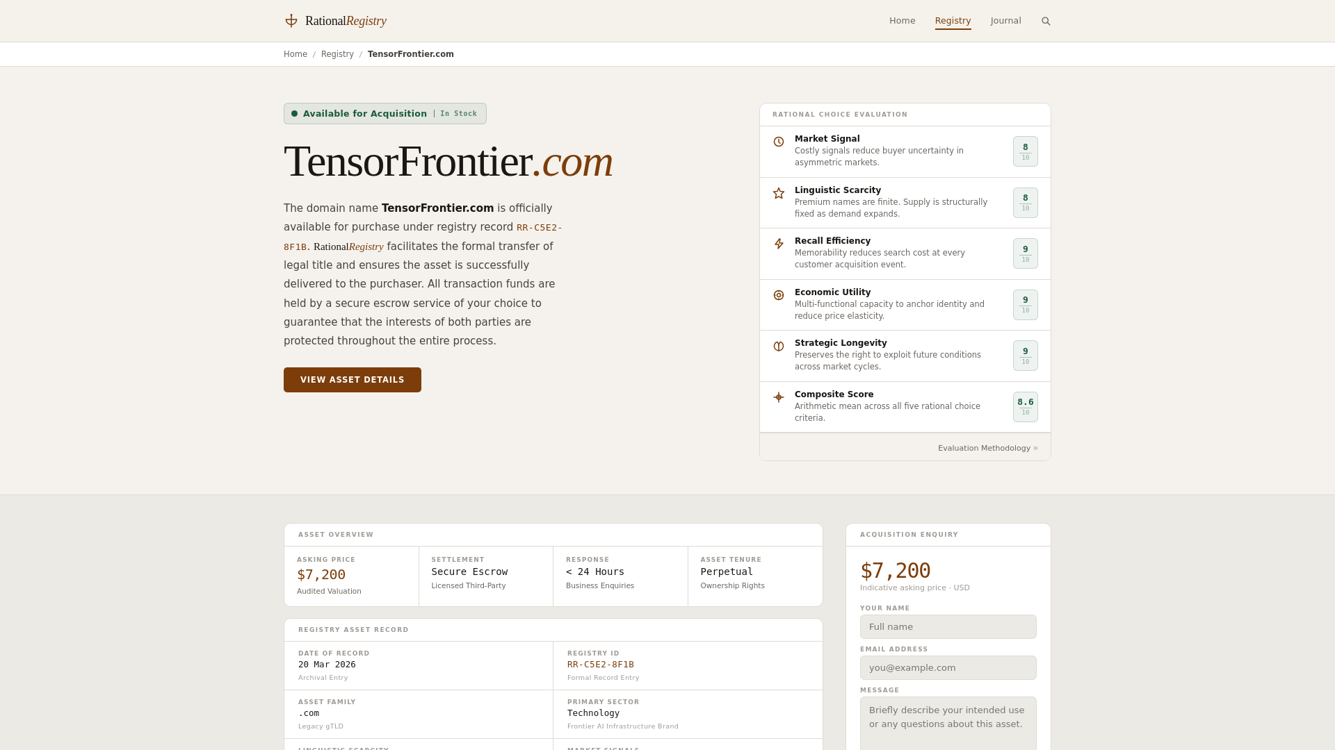 website screenshot of https://tensorfrontier.com/
