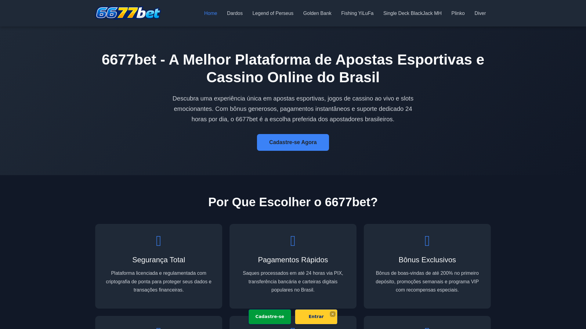 website screenshot of https://6677bet.id