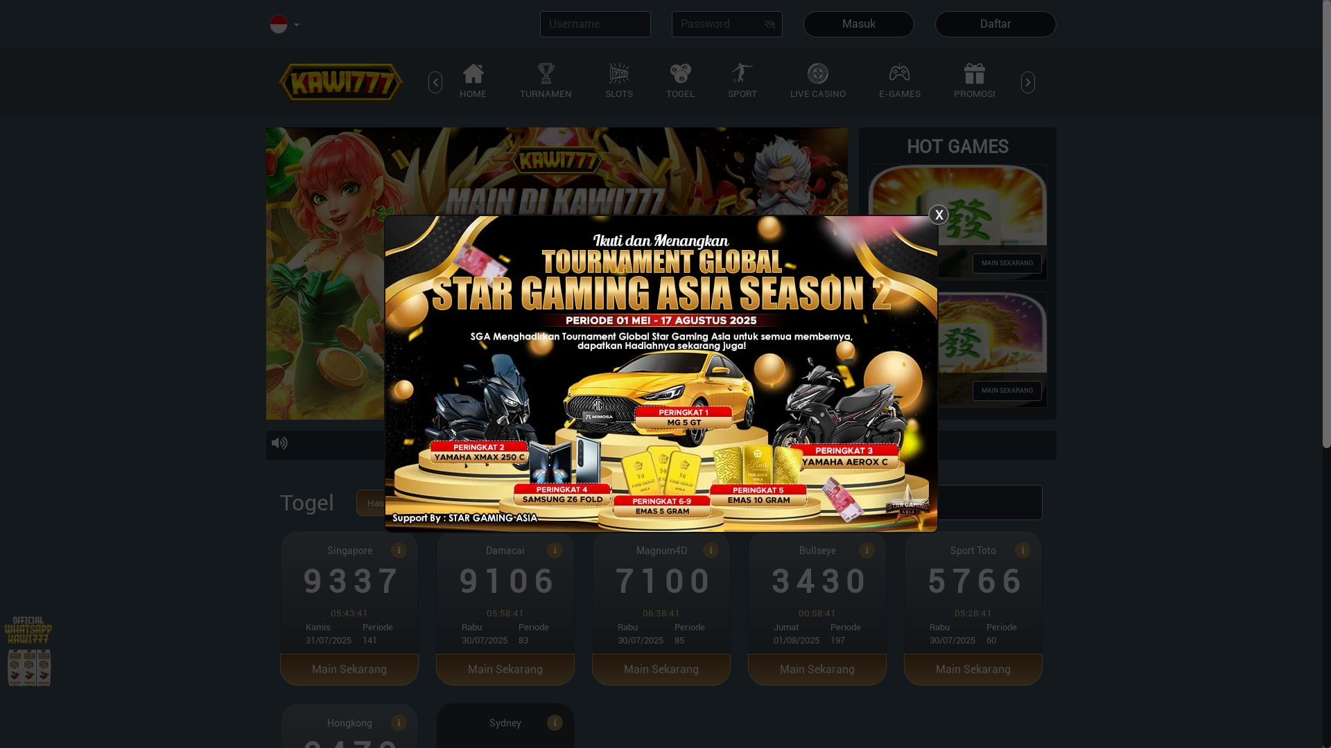 website screenshot of https://kawi777san.com/