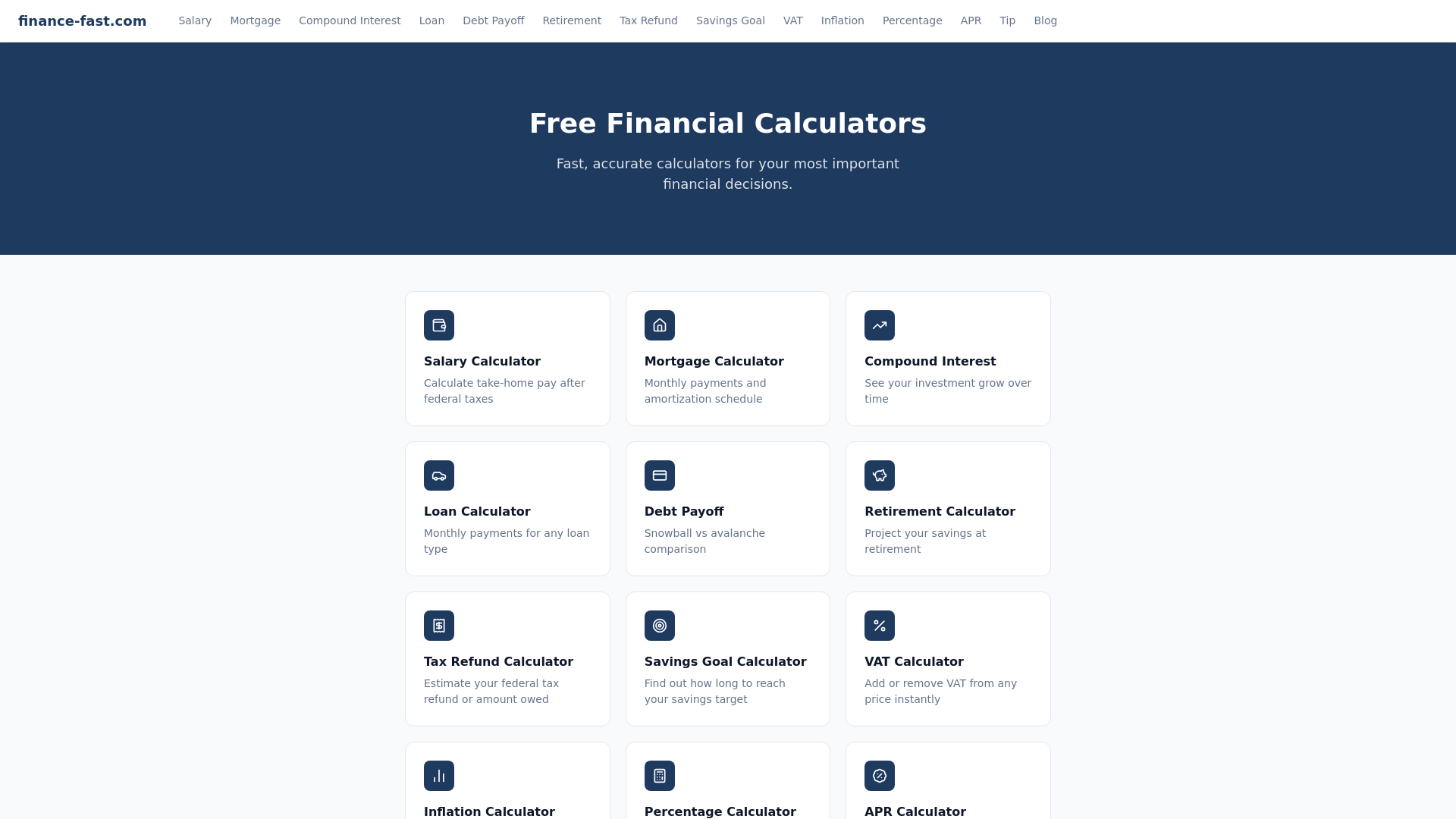 website screenshot of https://finance-fast.com/