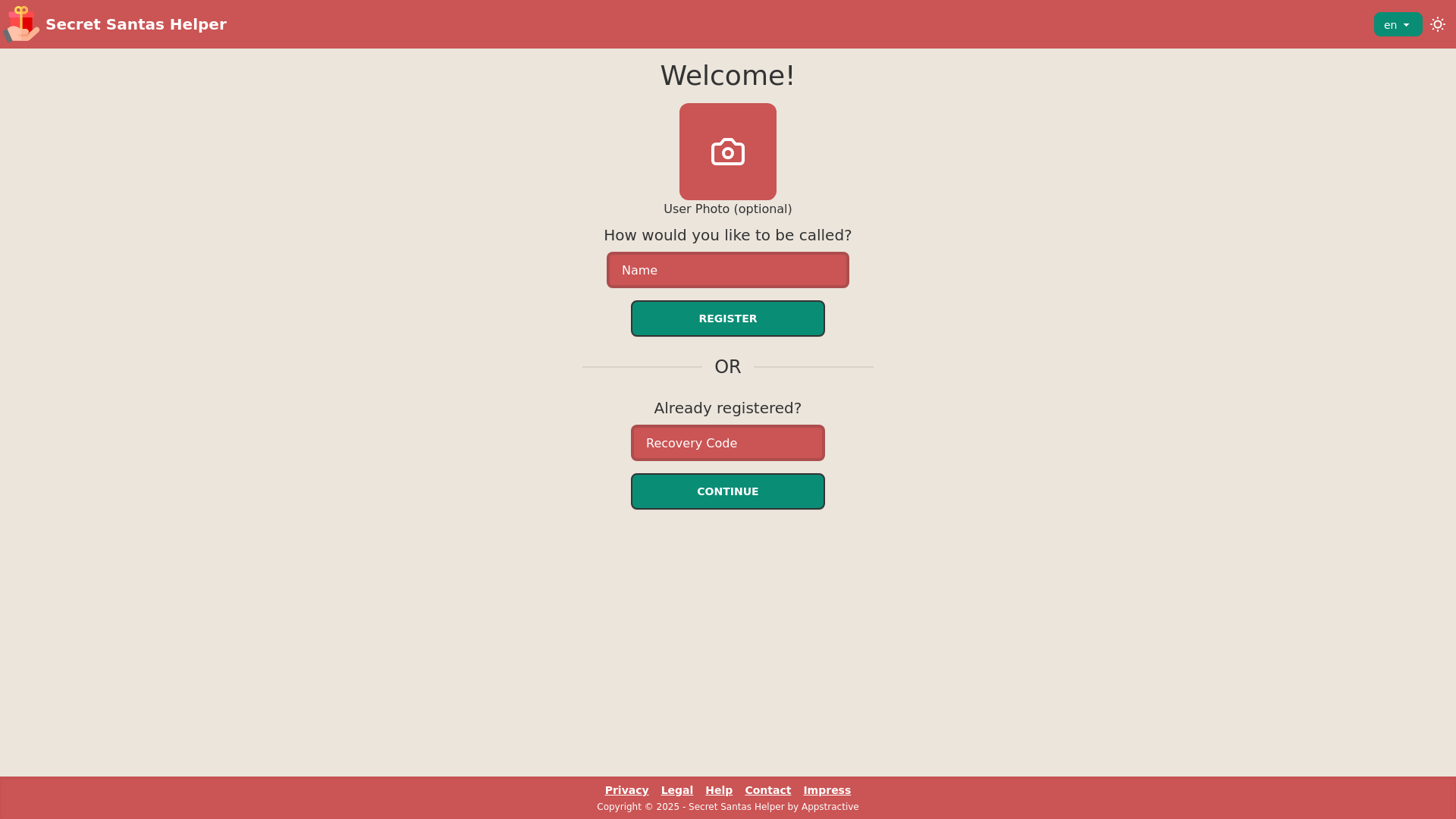 website screenshot of https://wichteln-app-web.pages.dev/