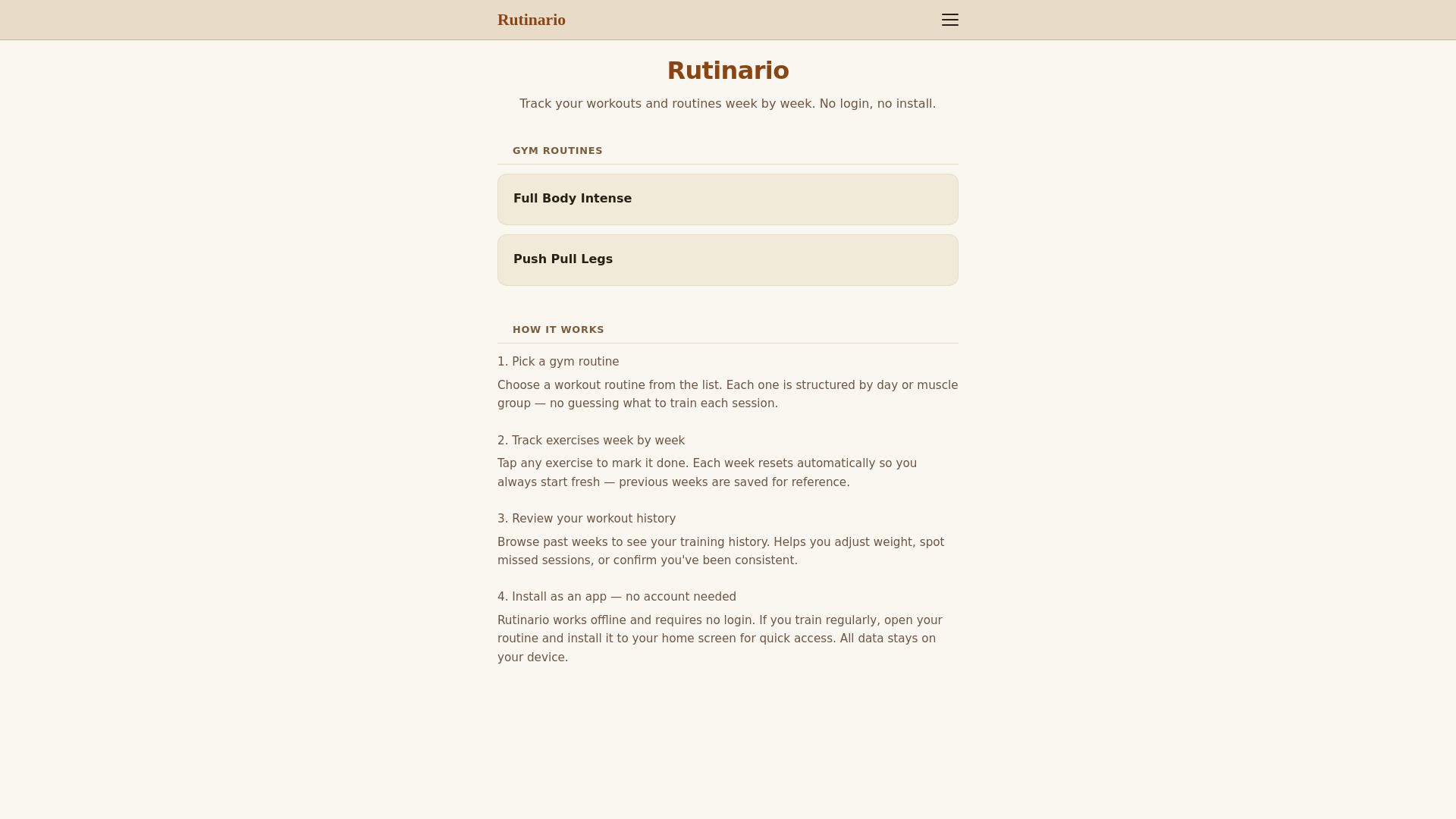 website screenshot of https://rutinario.app/