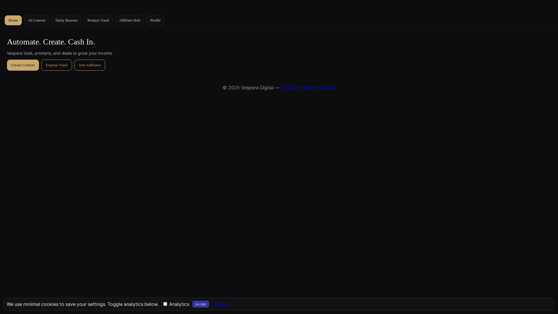 website screenshot of https://vespera-92c.pages.dev/