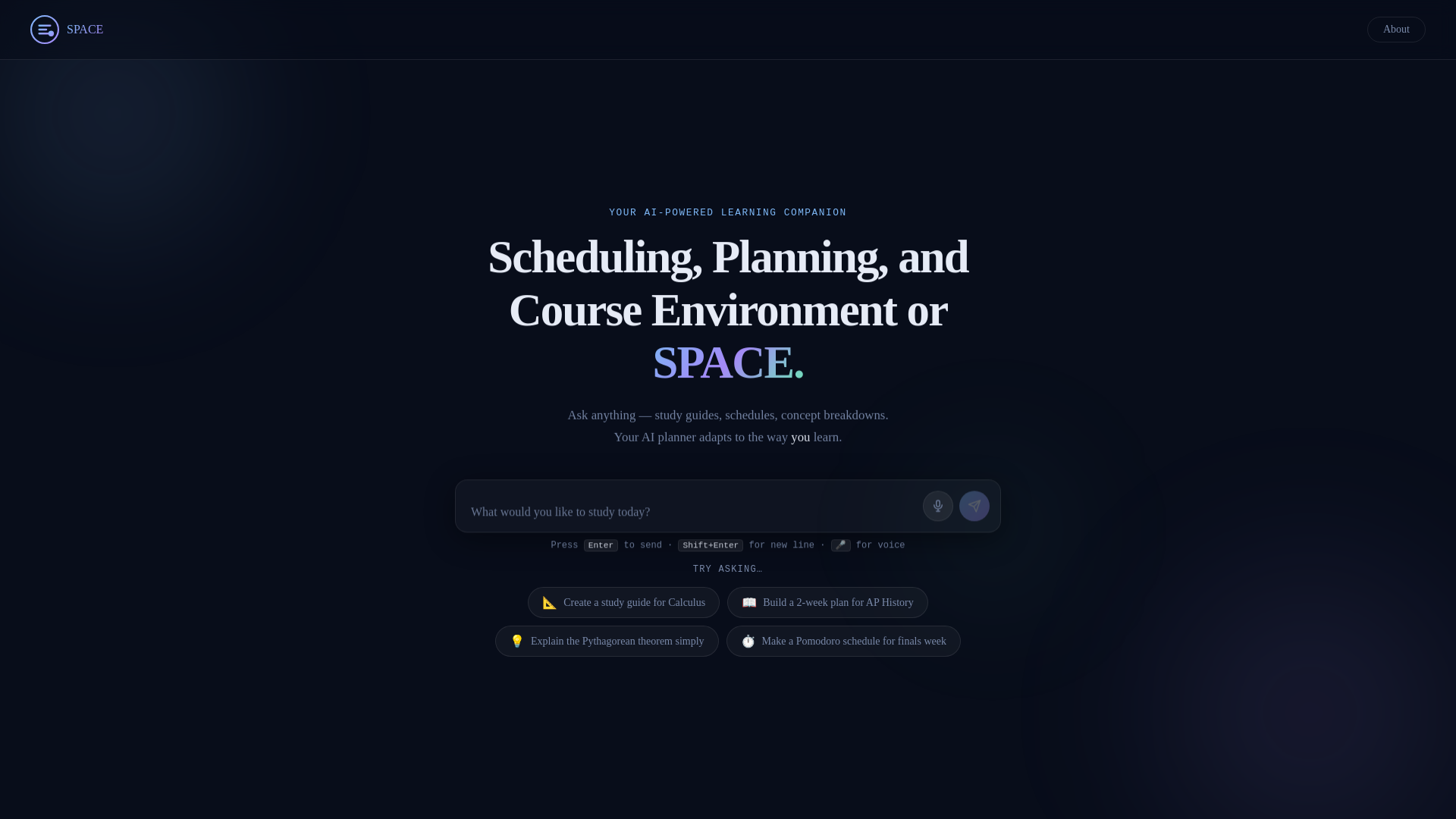 website screenshot of https://spaceaiplanner.com/