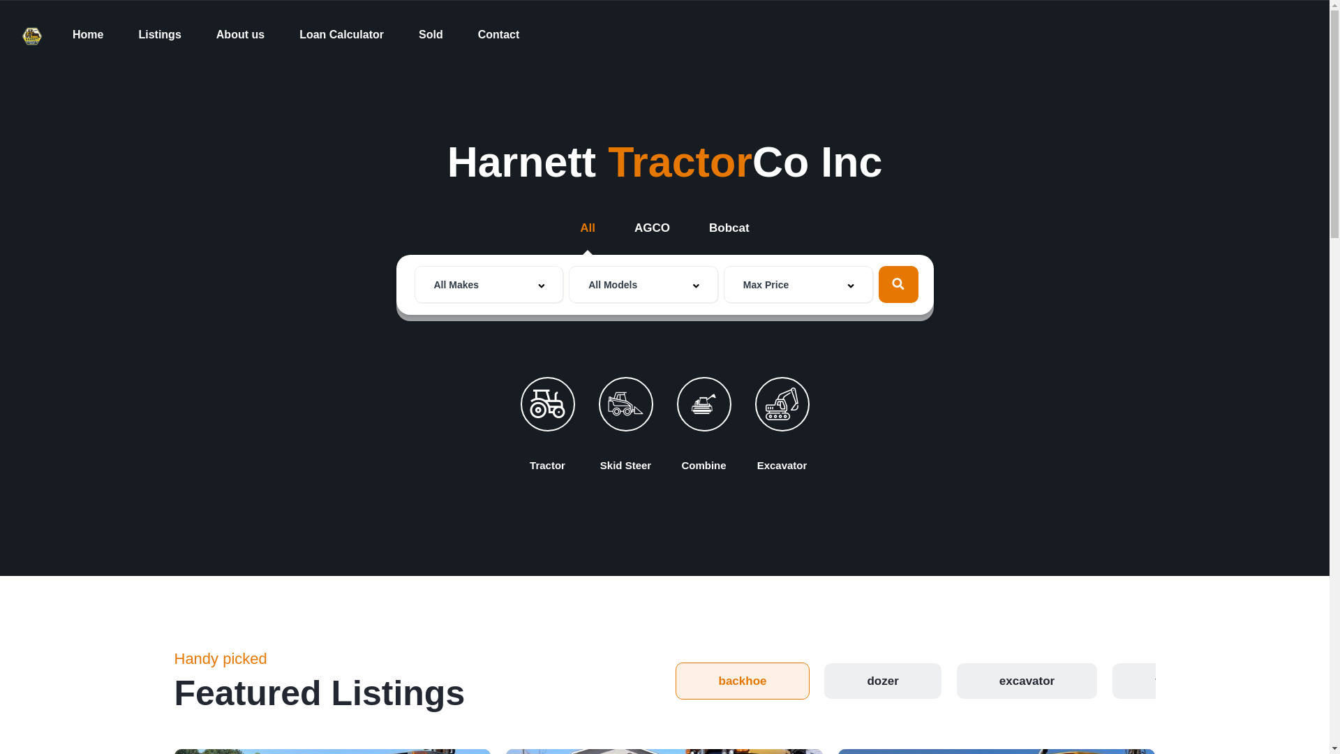 website screenshot of https://harnett-tractor.com/