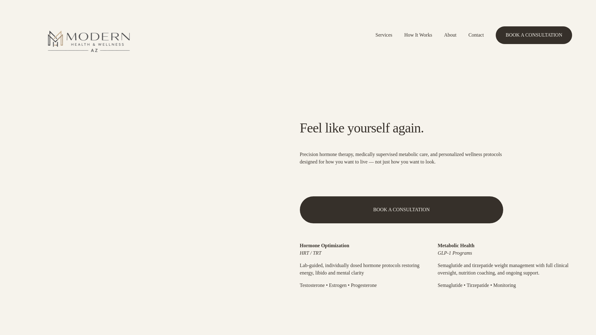 website screenshot of https://modernhealthaz.com/