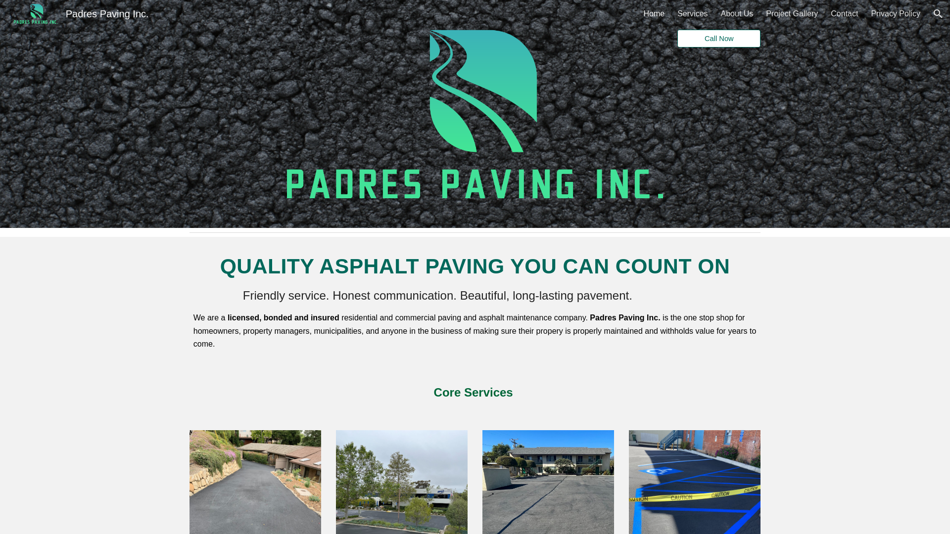website screenshot of https://padrespavinginc.com