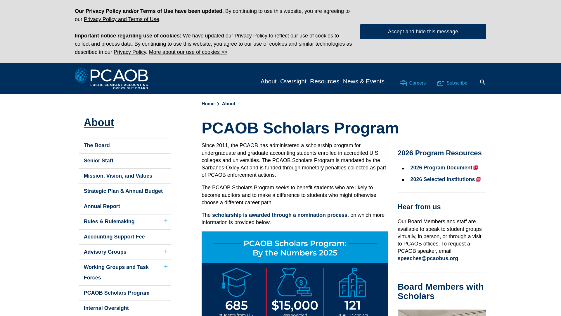 website screenshot of http://pcaobus.org/about/scholars-program
