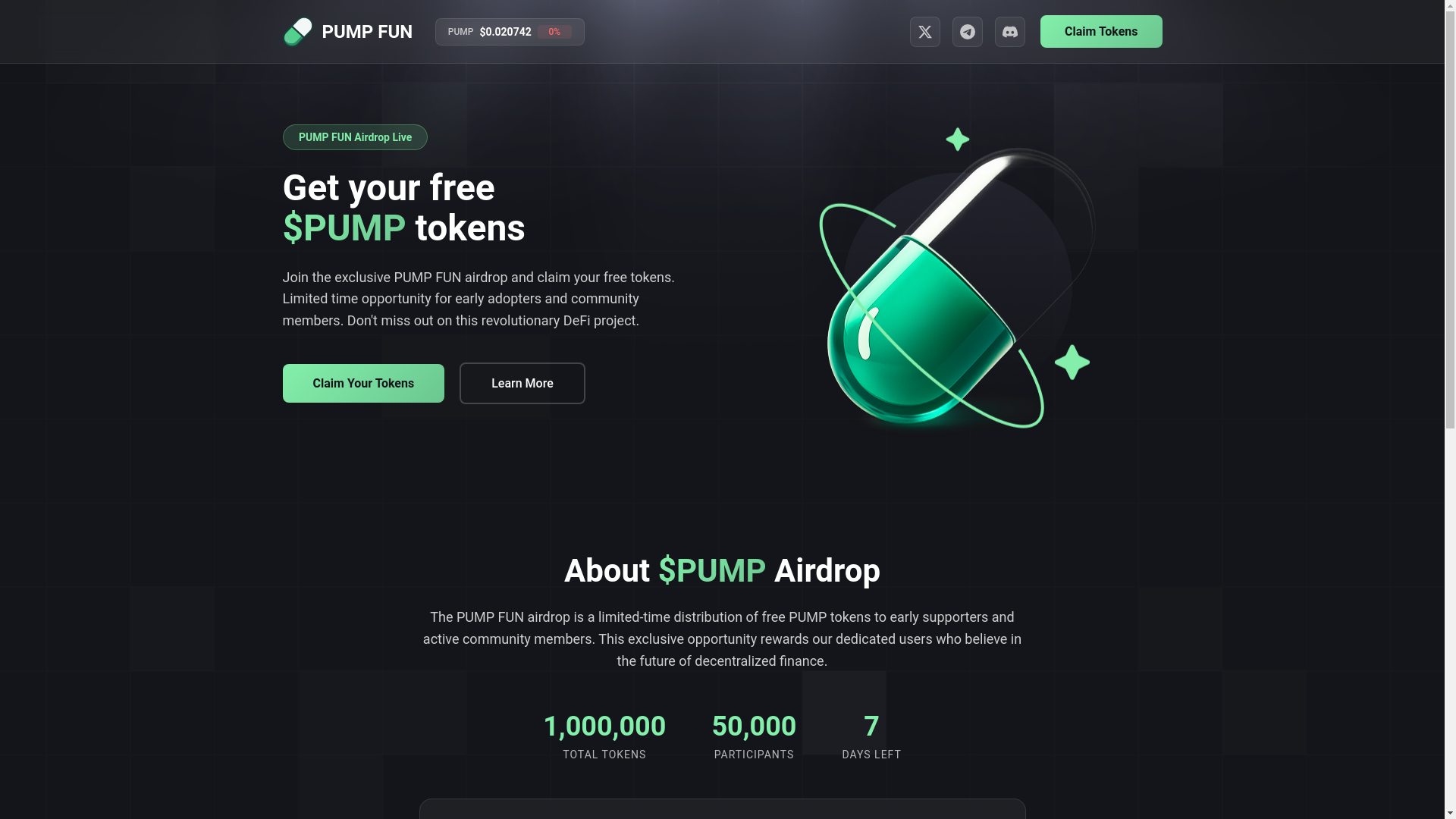 website screenshot of https://pumptoken.cfd/