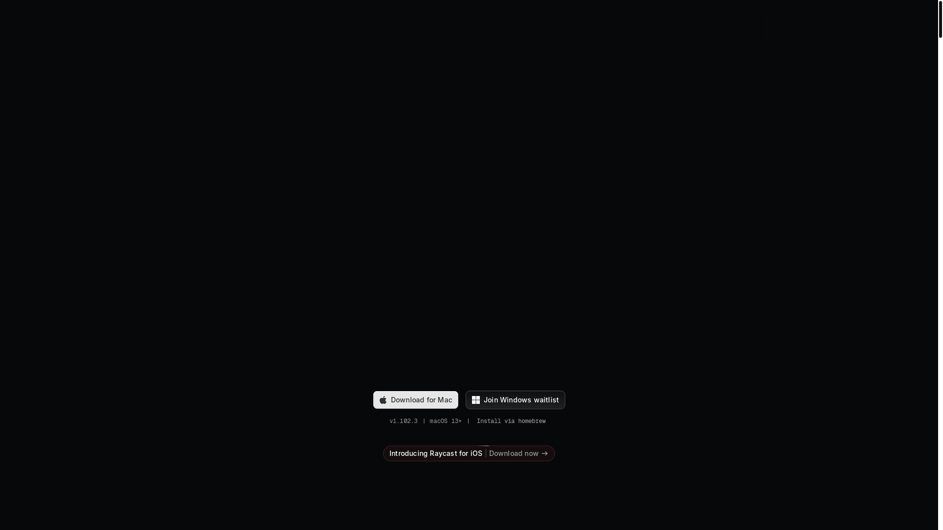 website screenshot of https://raycast.com