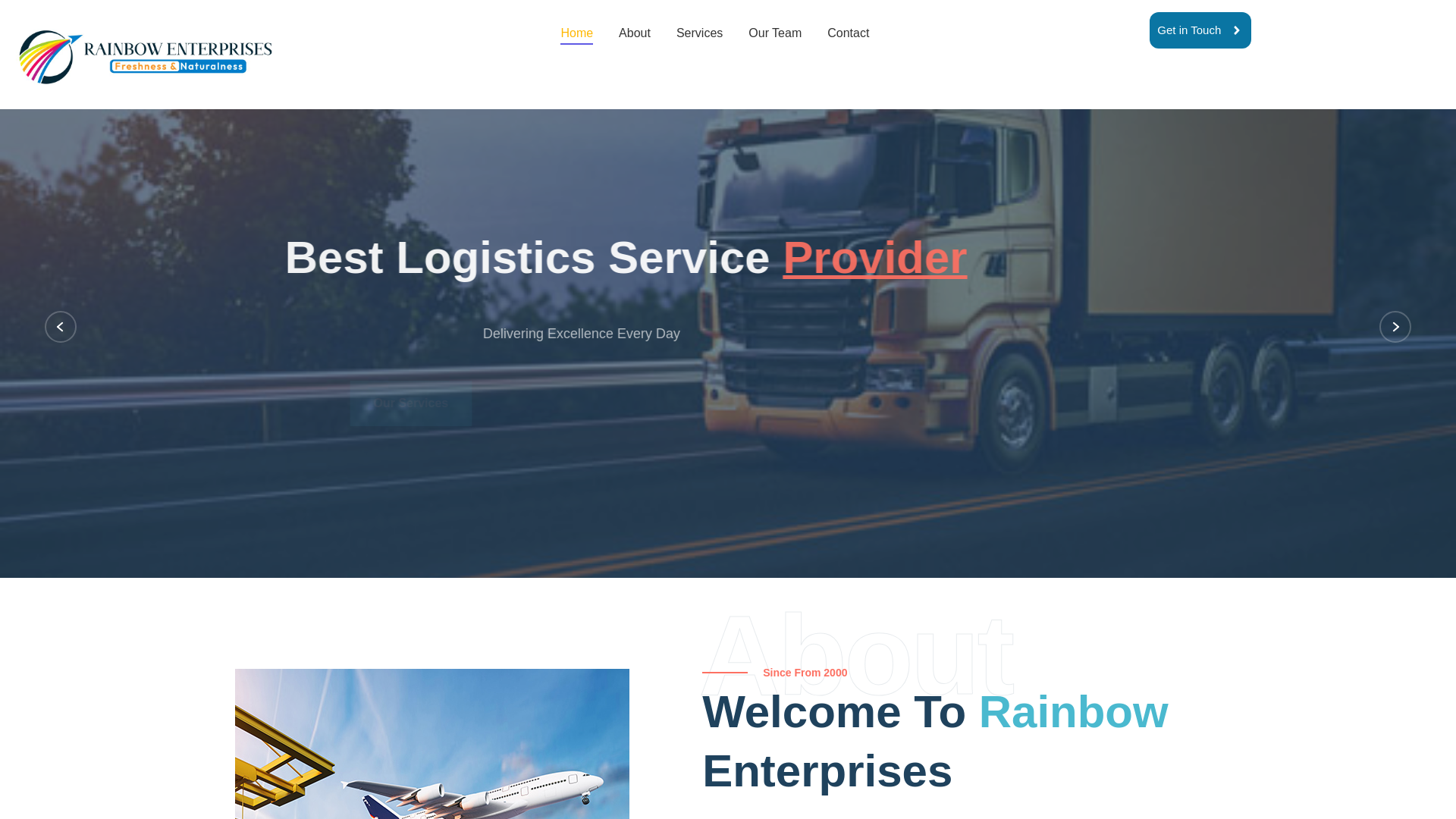 website screenshot of https://rainbowventure.co.in