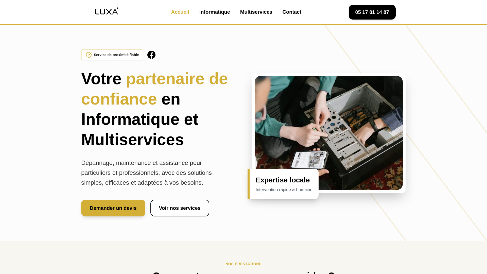 website screenshot of https://luxaservices.fr