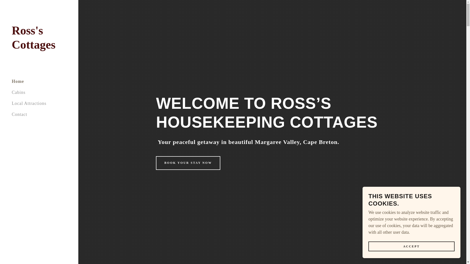 website screenshot of https://rossscottages.com/