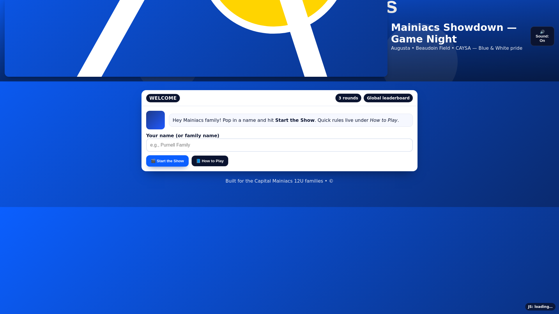 website screenshot of https://mainiacssoftballshowdown.pages.dev/