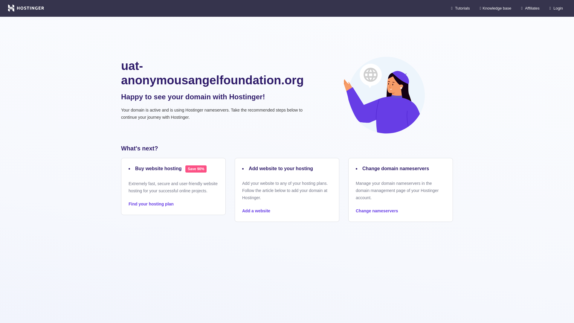 website screenshot of https://uat-anonymousangelfoundation.org/