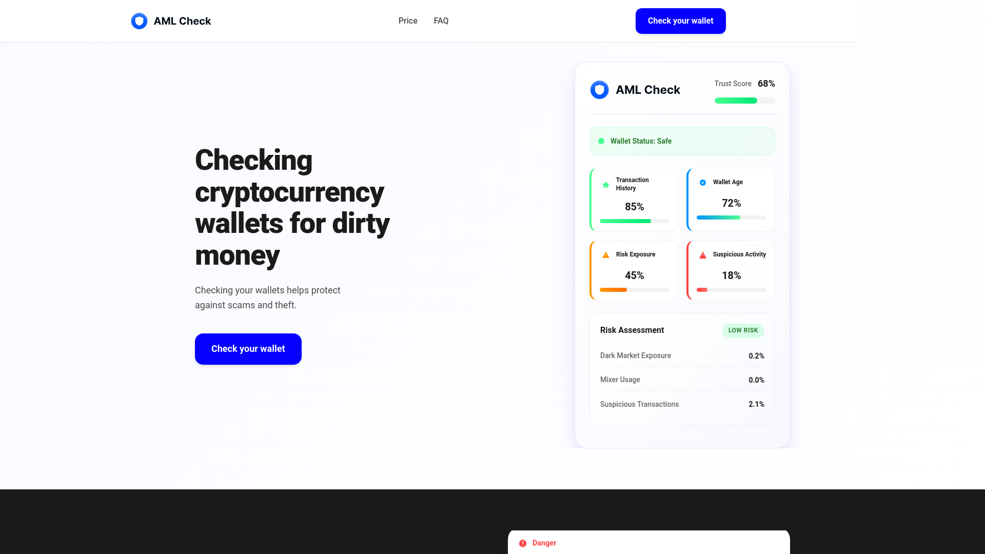 website screenshot of https://aml-checkscore.com