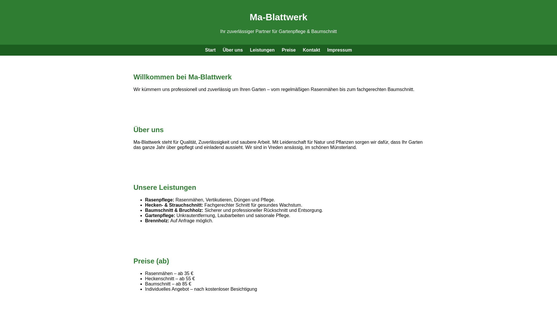 website screenshot of https://ma-blattwerk.com