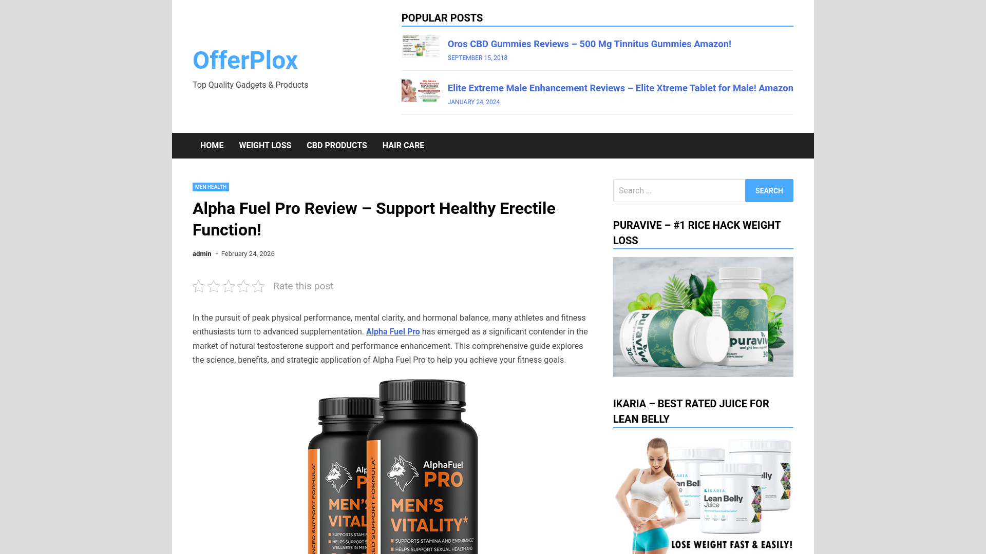 website screenshot of https://www.offerplox.com/men-health/alpha-fuel-pro-review/