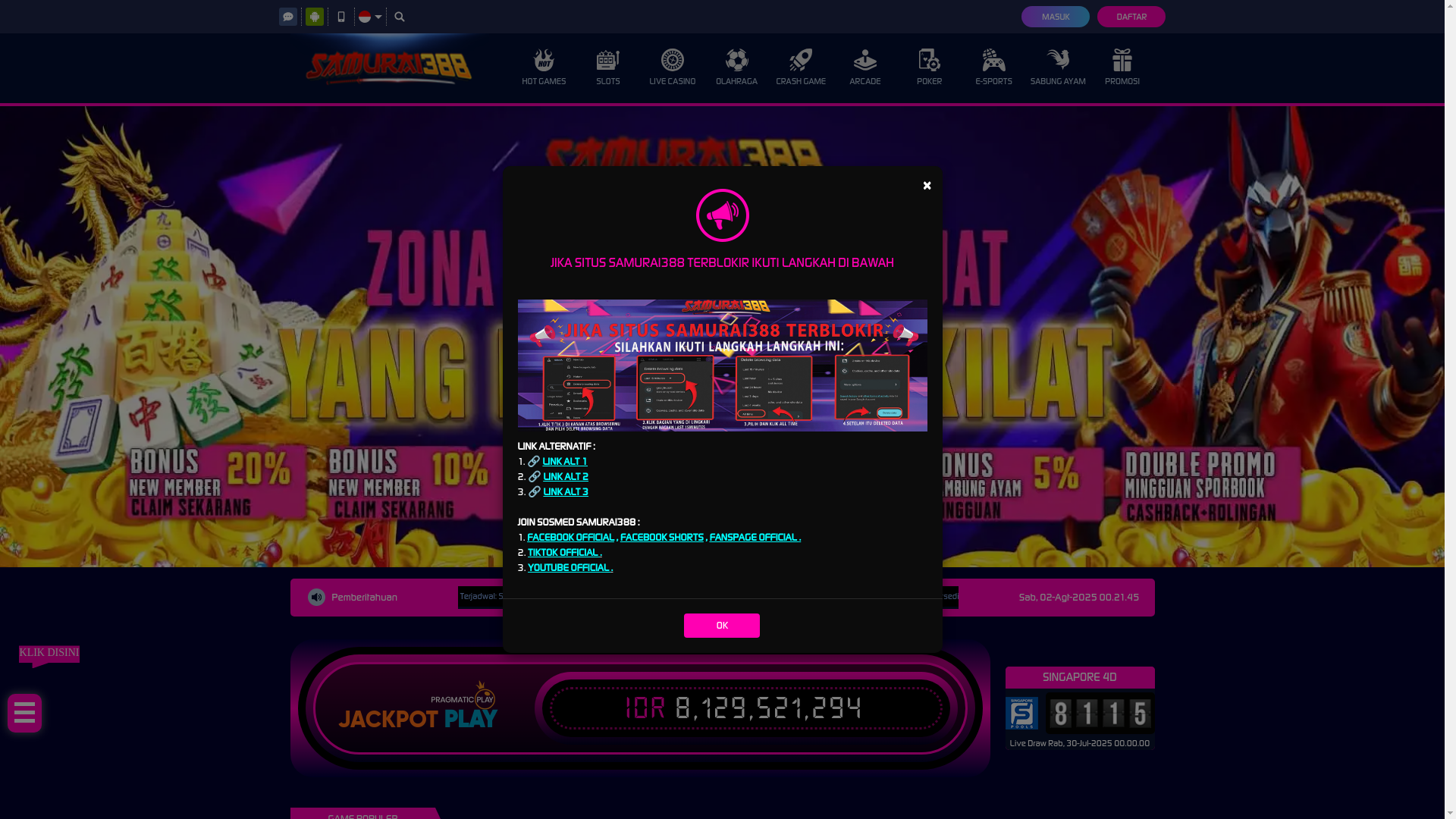 website screenshot of https://samurai388ara.pro/