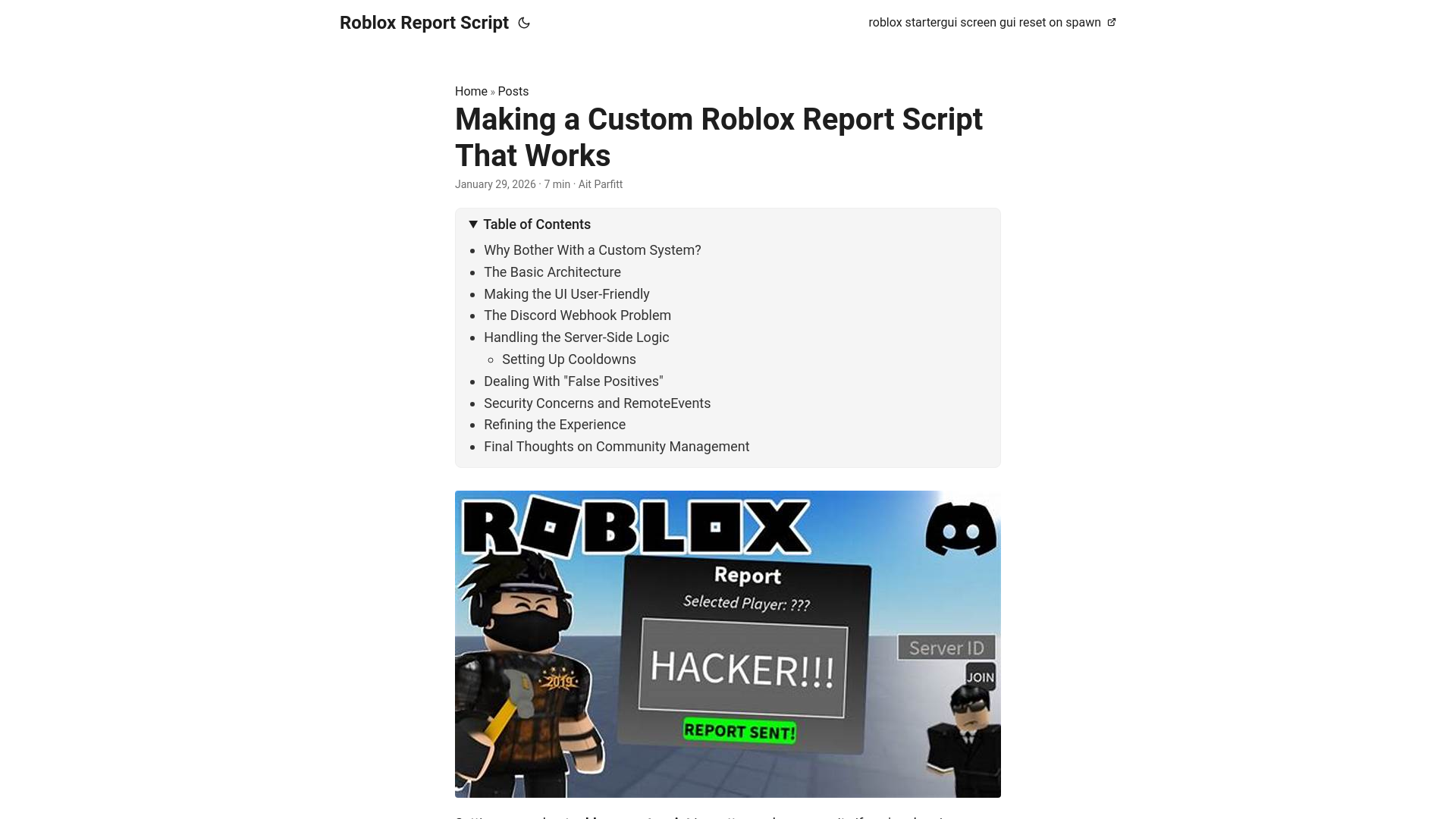 website screenshot of https://roblox-report-script.pages.dev/