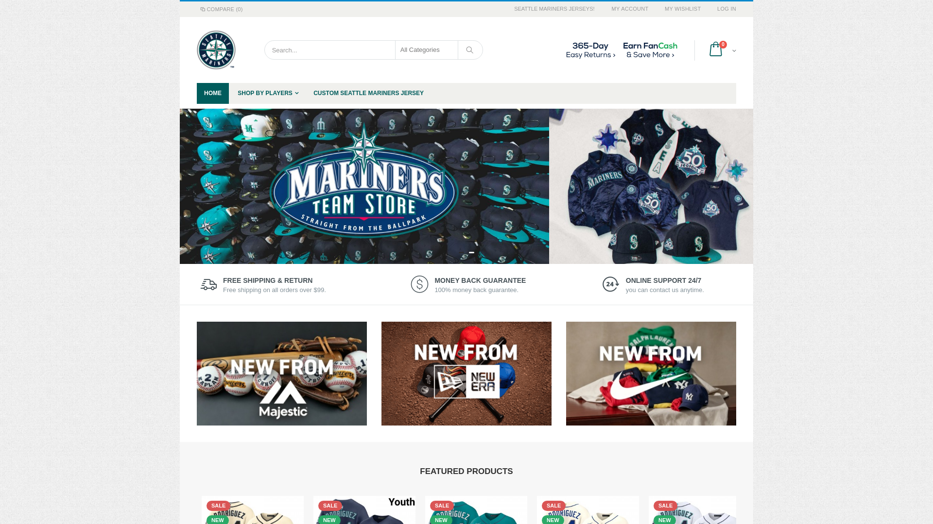 website screenshot of https://seattlemarinersprostore.com/