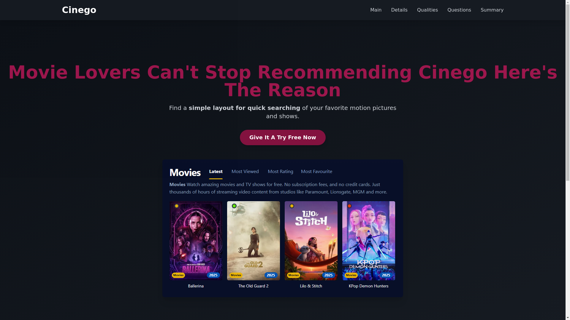 website screenshot of https://cinego-6hbd.pages.dev/