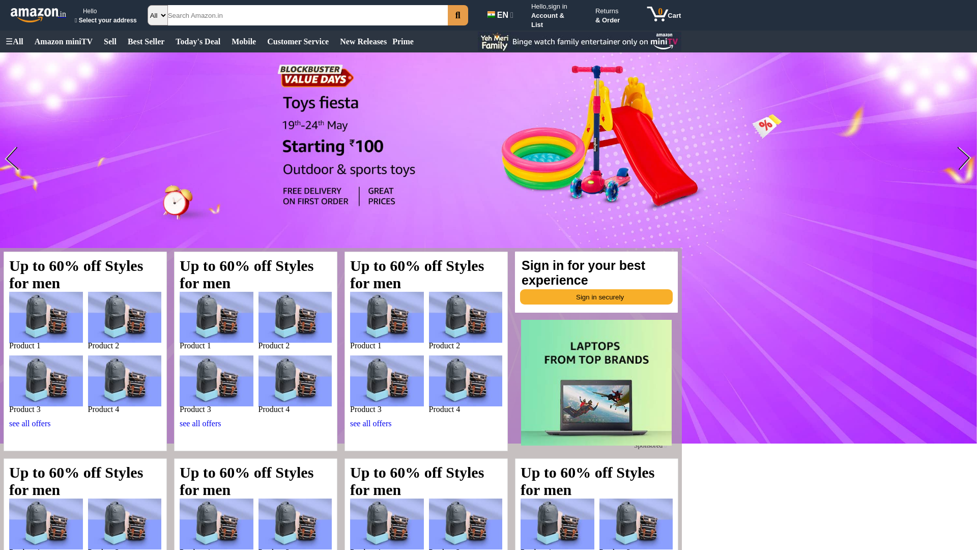 website screenshot of https://amazon-blond.vercel.app