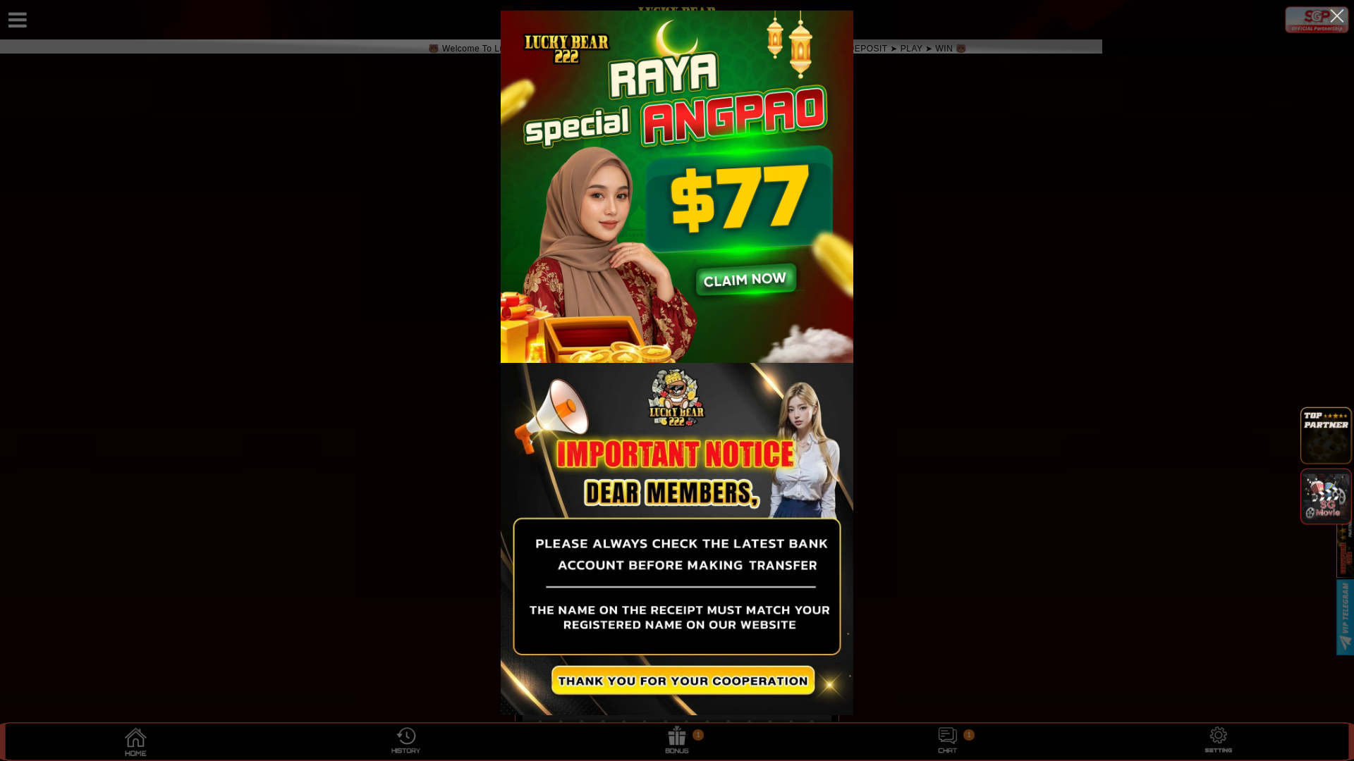 website screenshot of https://lucky2usg.live/