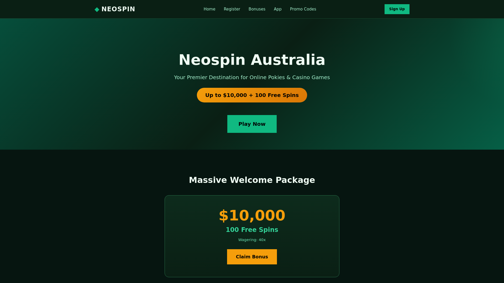 website screenshot of https://neospin-casino-au.pages.dev/
