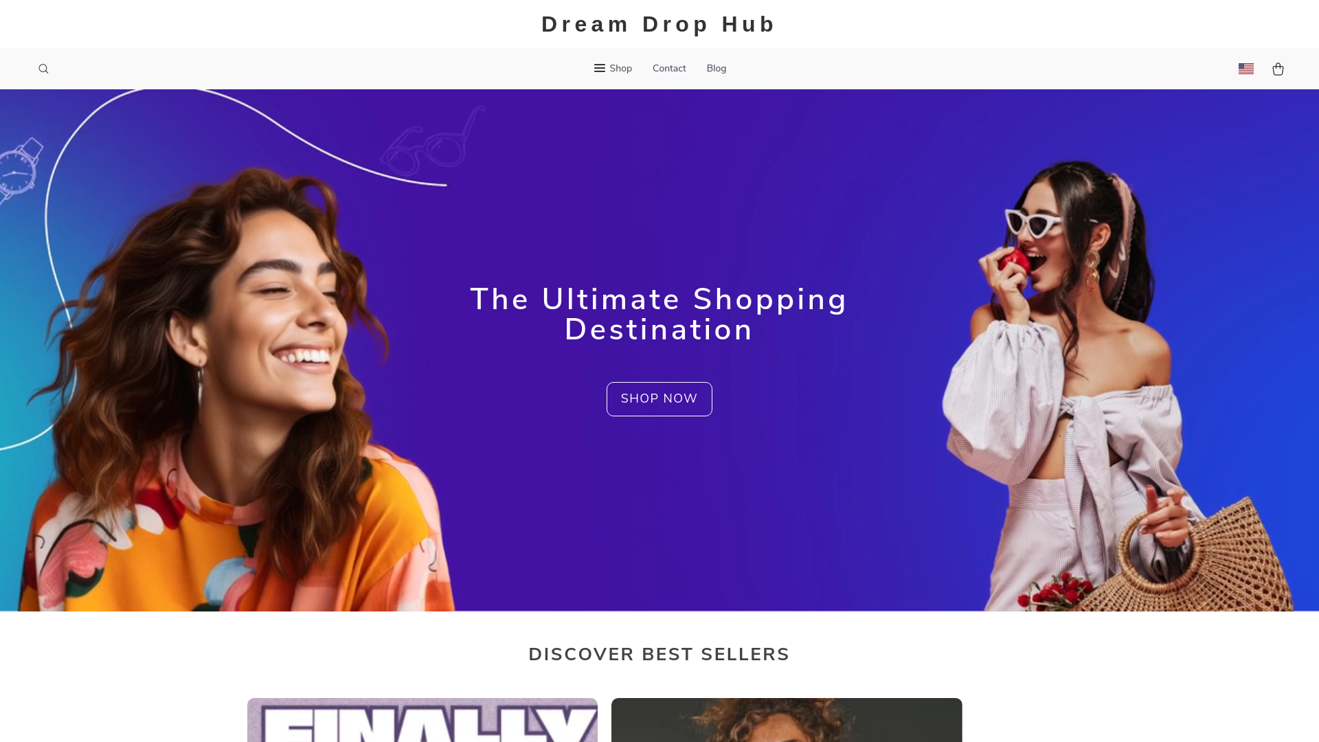 website screenshot of https://dreamdrophub.shop/