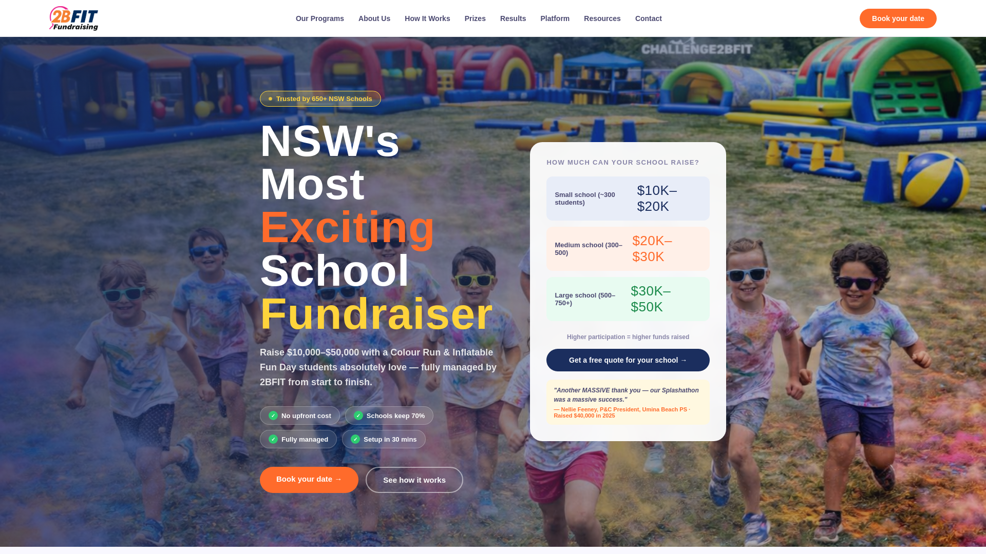 website screenshot of https://2bfitfundraising.pages.dev/