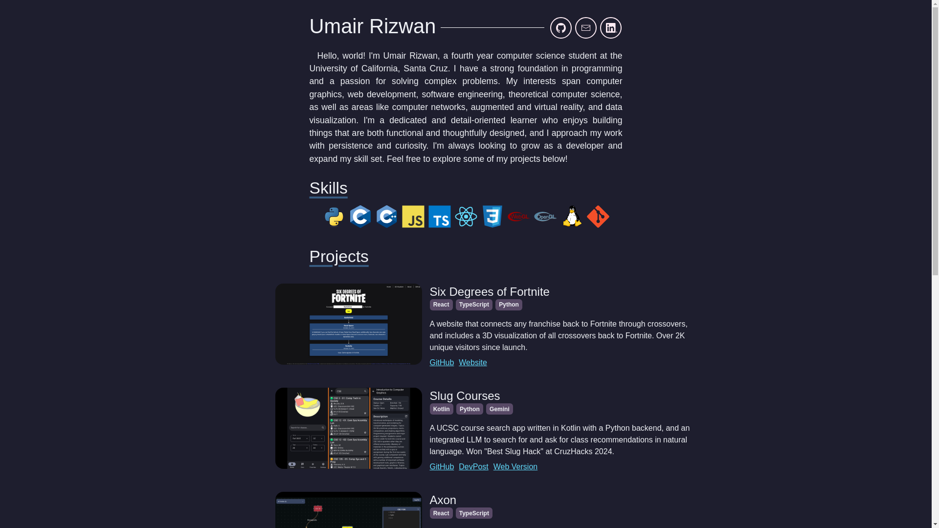 website screenshot of https://umairrizwan.com/