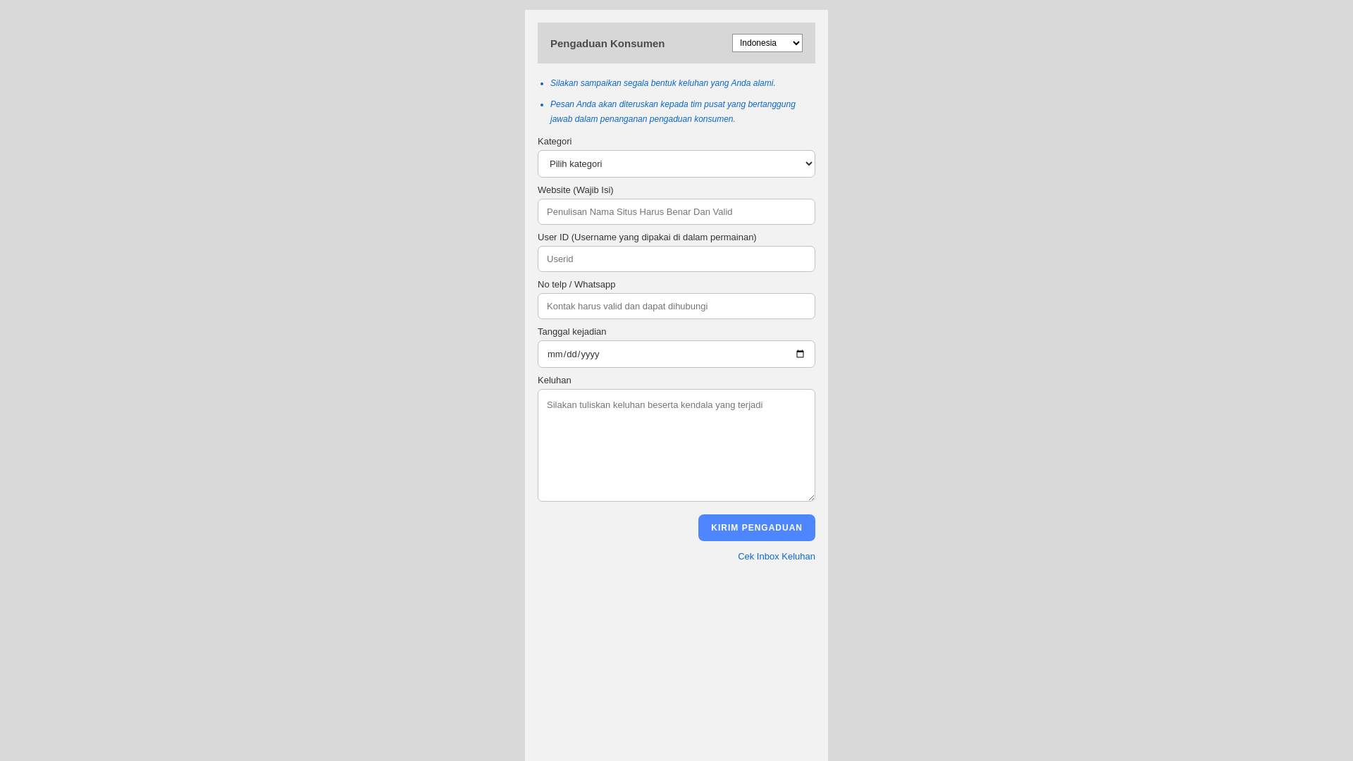 website screenshot of https://laporkansekarang.live/