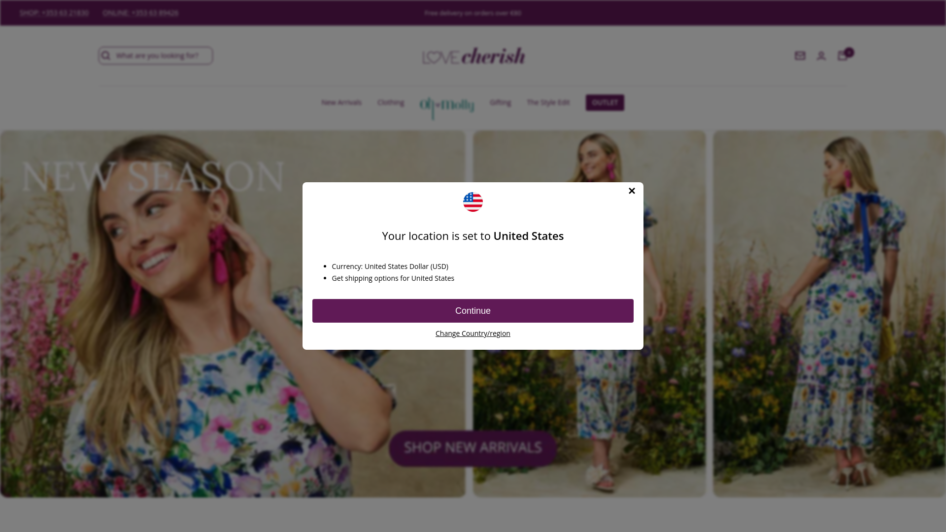 website screenshot of https://lovecherishstore.com/