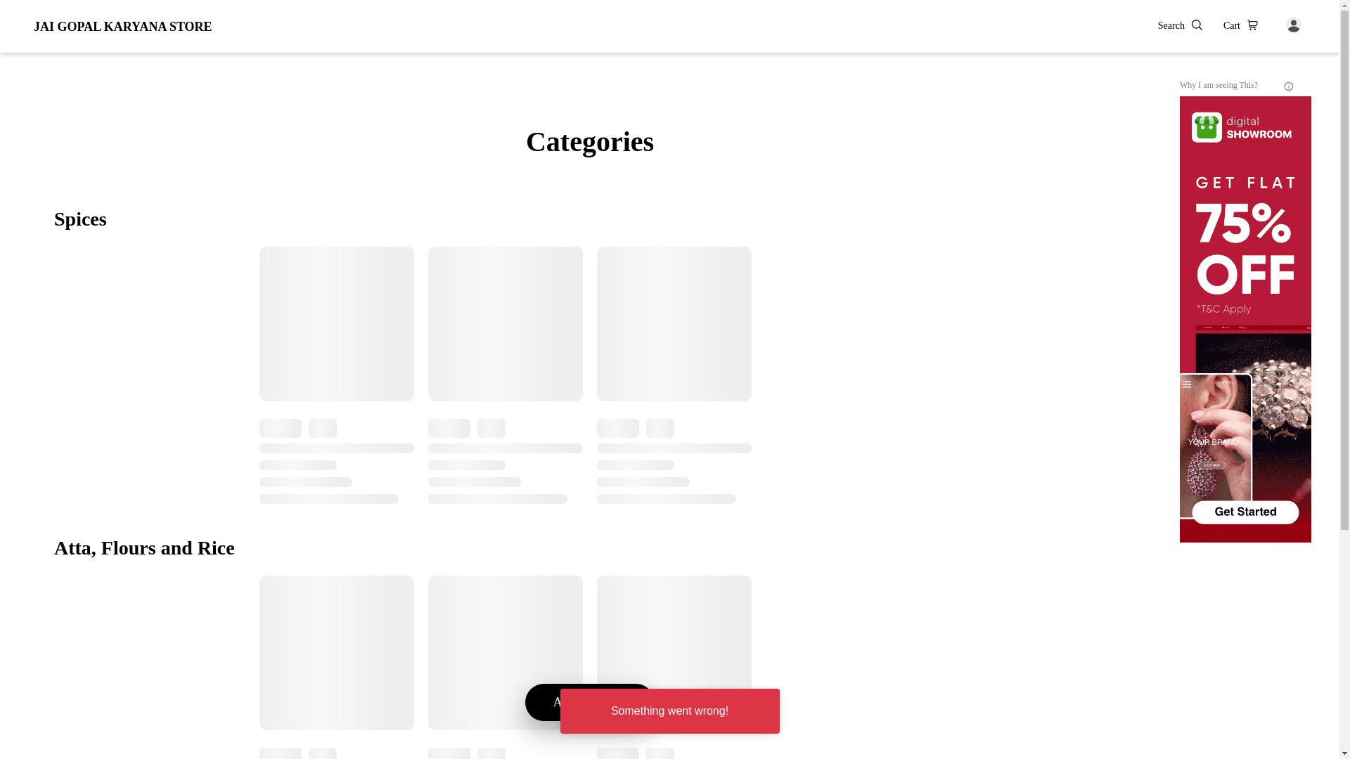 website screenshot of https://jaigopalkaryanastore.co.in/