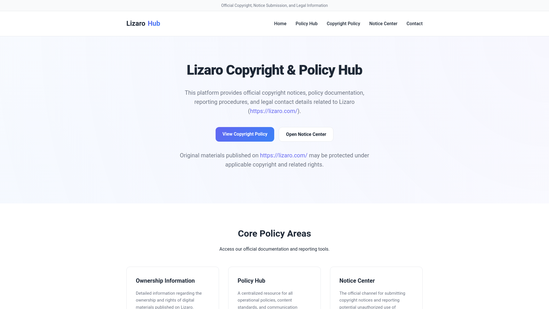 website screenshot of https://lizaro-protection.online/