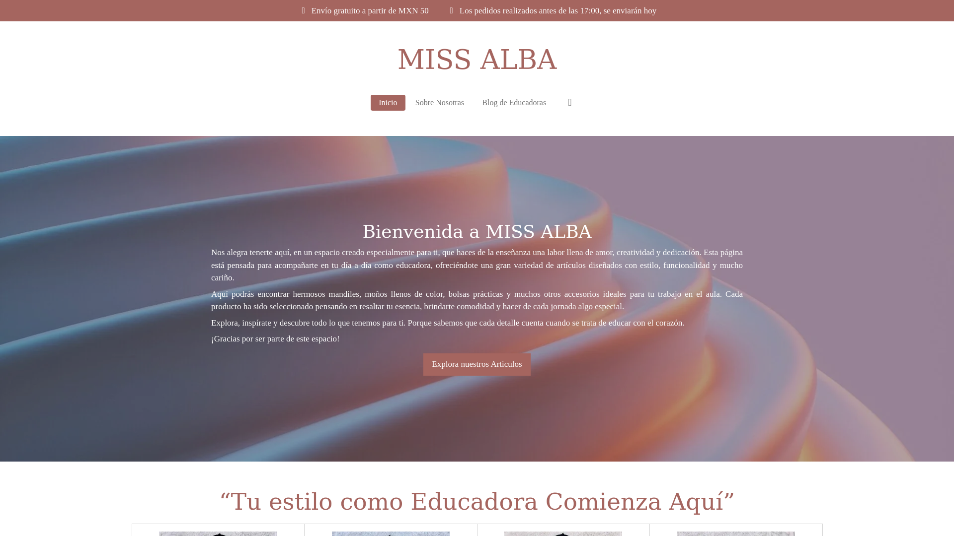 website screenshot of https://missalba.online/